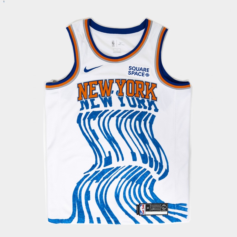 New York Knicks Garden of Dreams White Jersey Twisted Art
