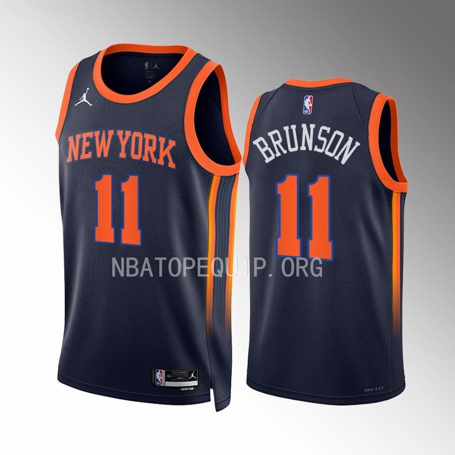 New York Knicks Jalen Brunson Statement Edition Navy #11 Jersey Swingman