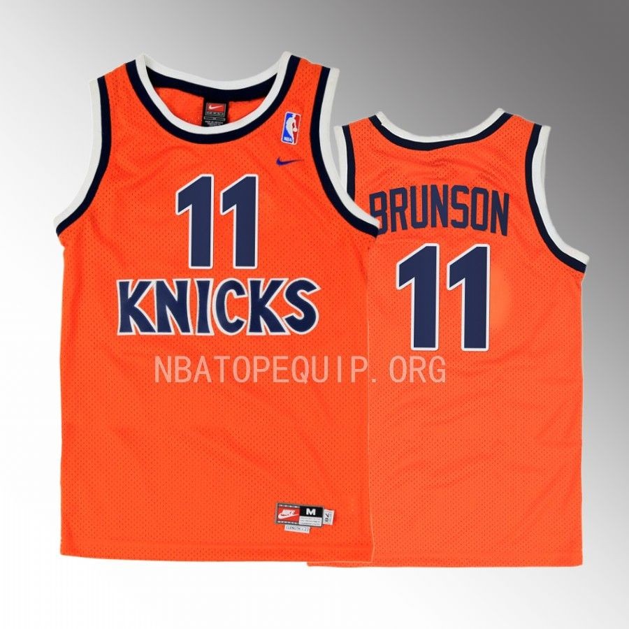 New York Knicks Jalen Brunson Orange Throwback Men Jersey