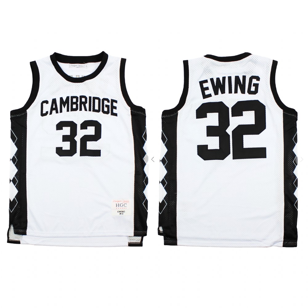 New York Knicks Patrick Ewing White Alternate Cambridge High School Jersey