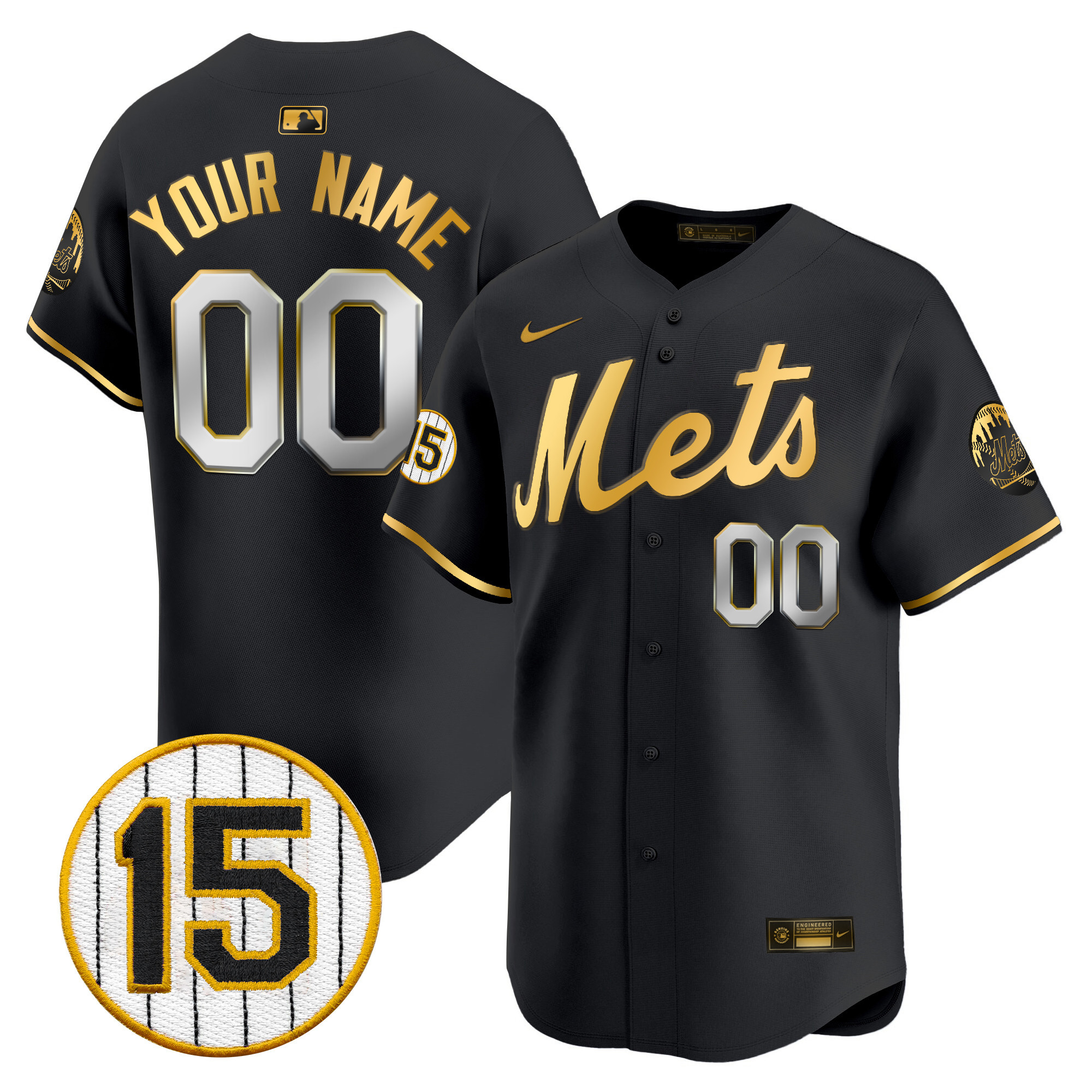 New York Mets Jerry Grote Patch Vapor Premier Limited Custom Black Gold Jersey