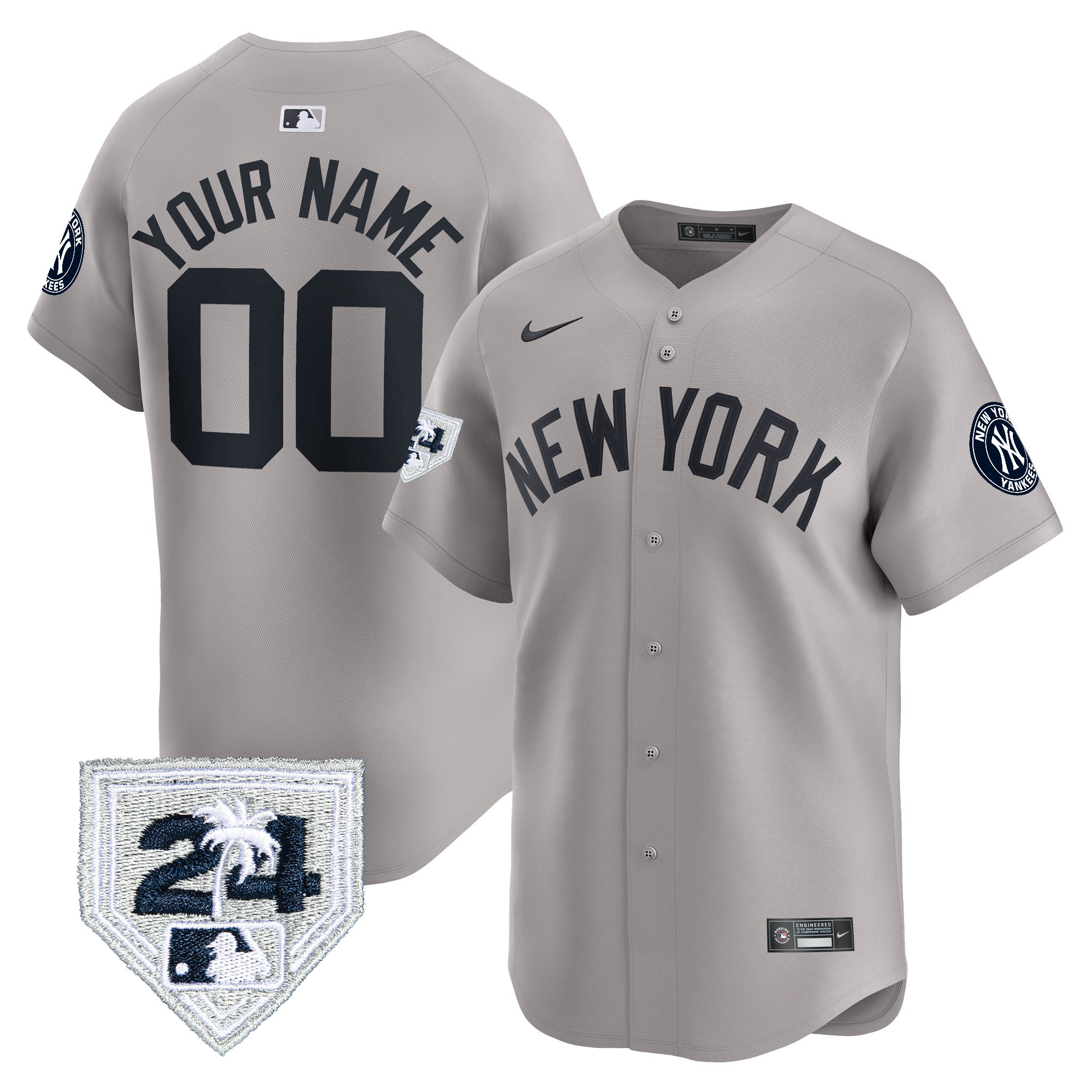 New York Yankees Spring Training Patch Vapor Premier Limited Custom V3 Gray Jersey