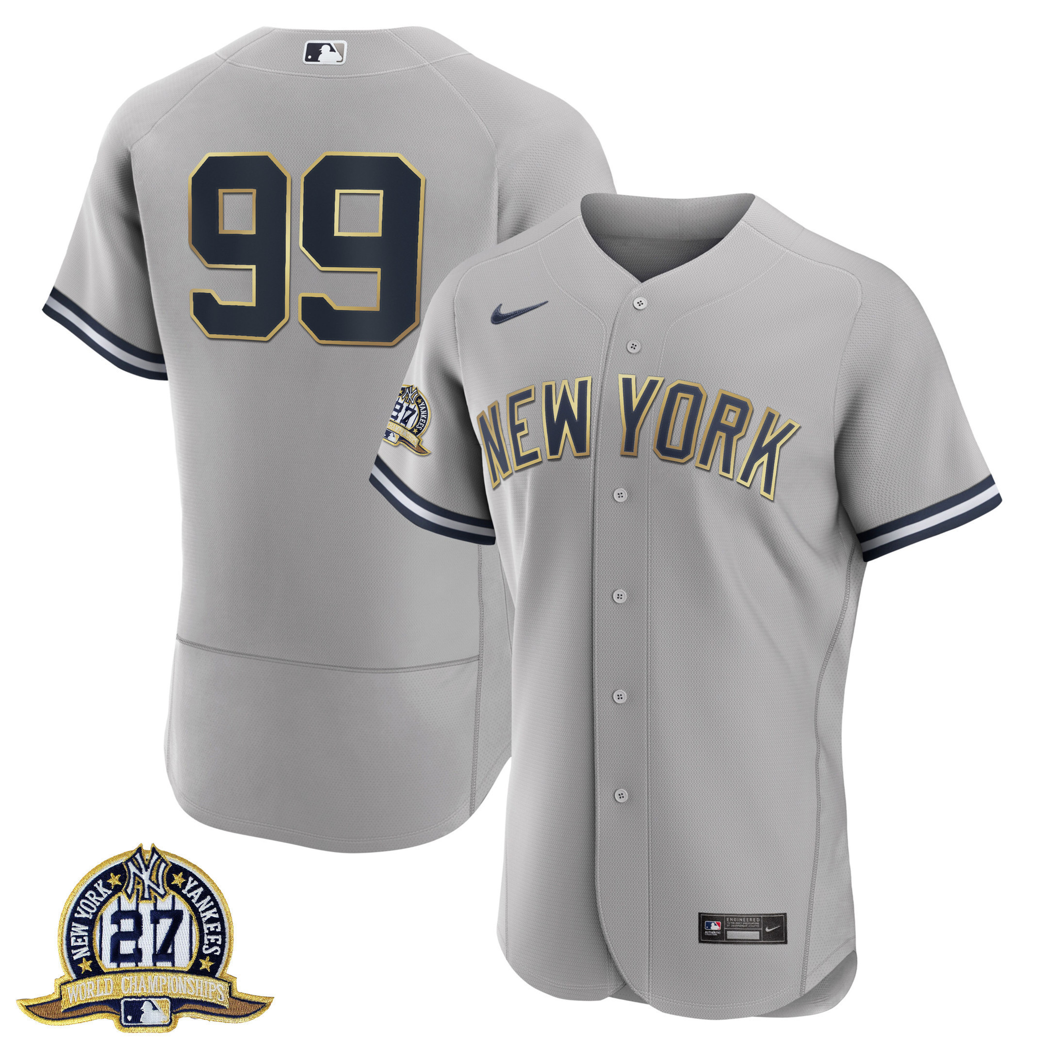 New York Yankees Aaron Judge 27 Championships Patch Flex Base Jersey
