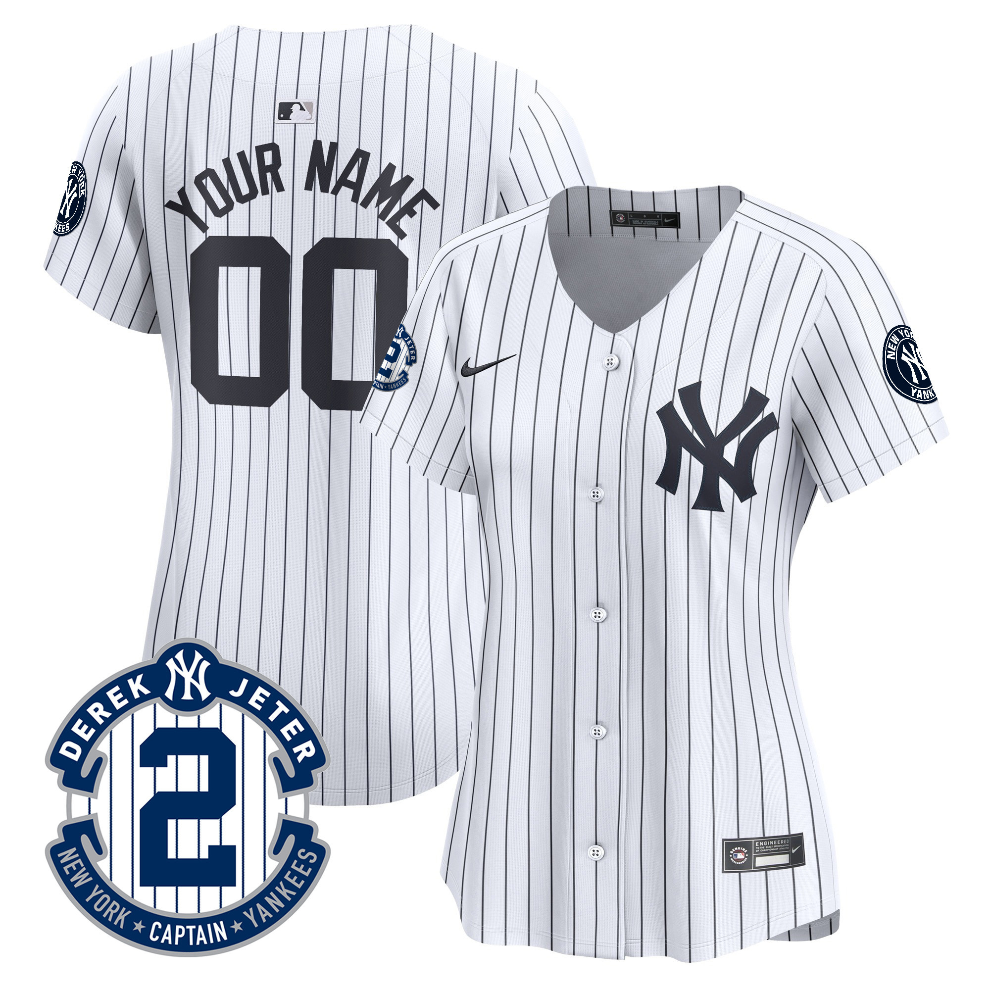 New York Yankees Derek Jeter Patch Vapor Premier Limited Custom White Jersey