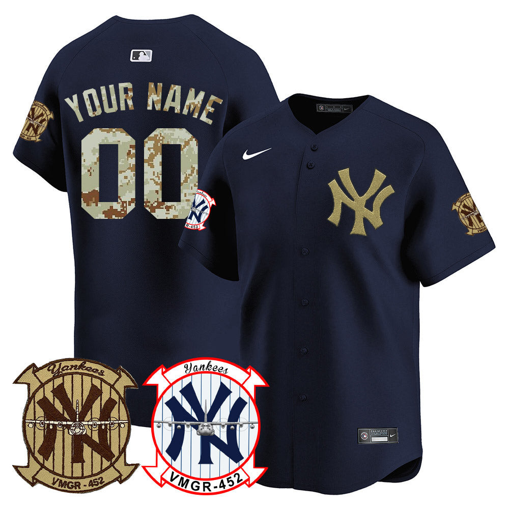 New York Yankees Desert USMC Alternate Vapor Premier Limited Custom Navy Jersey