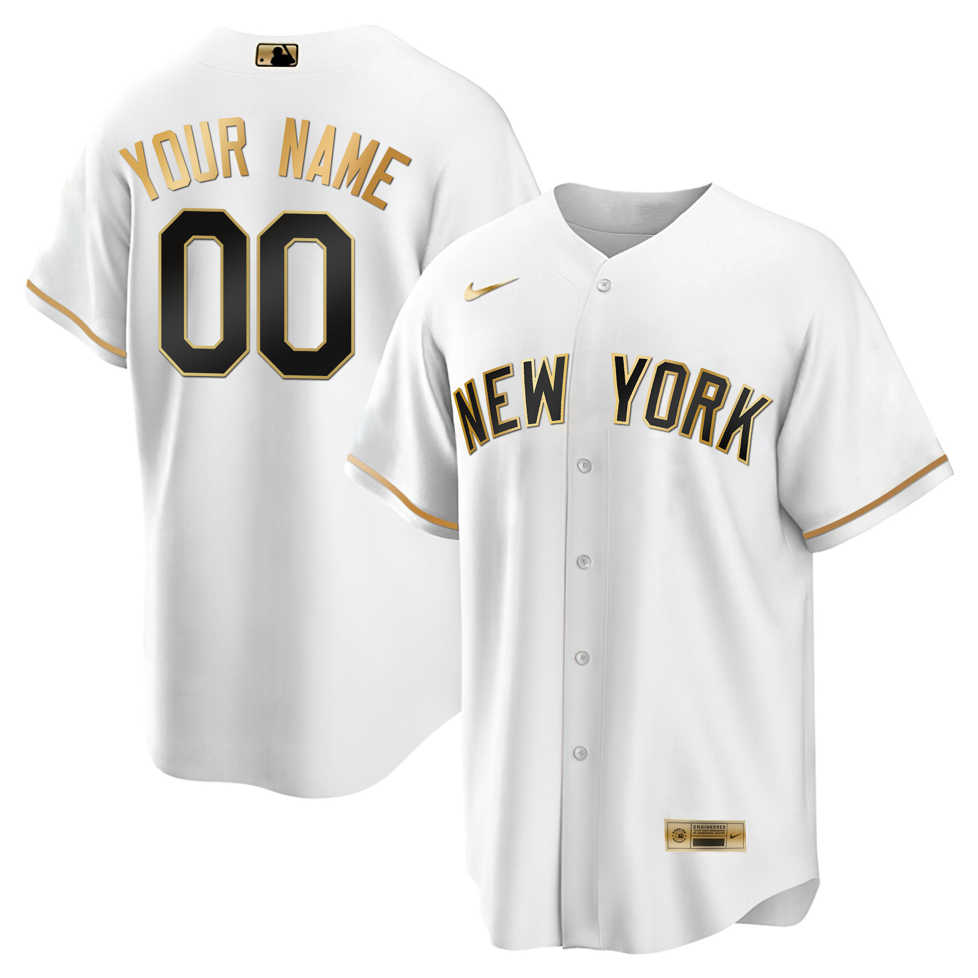 New York Yankees Gold Custom Cool White Jersey