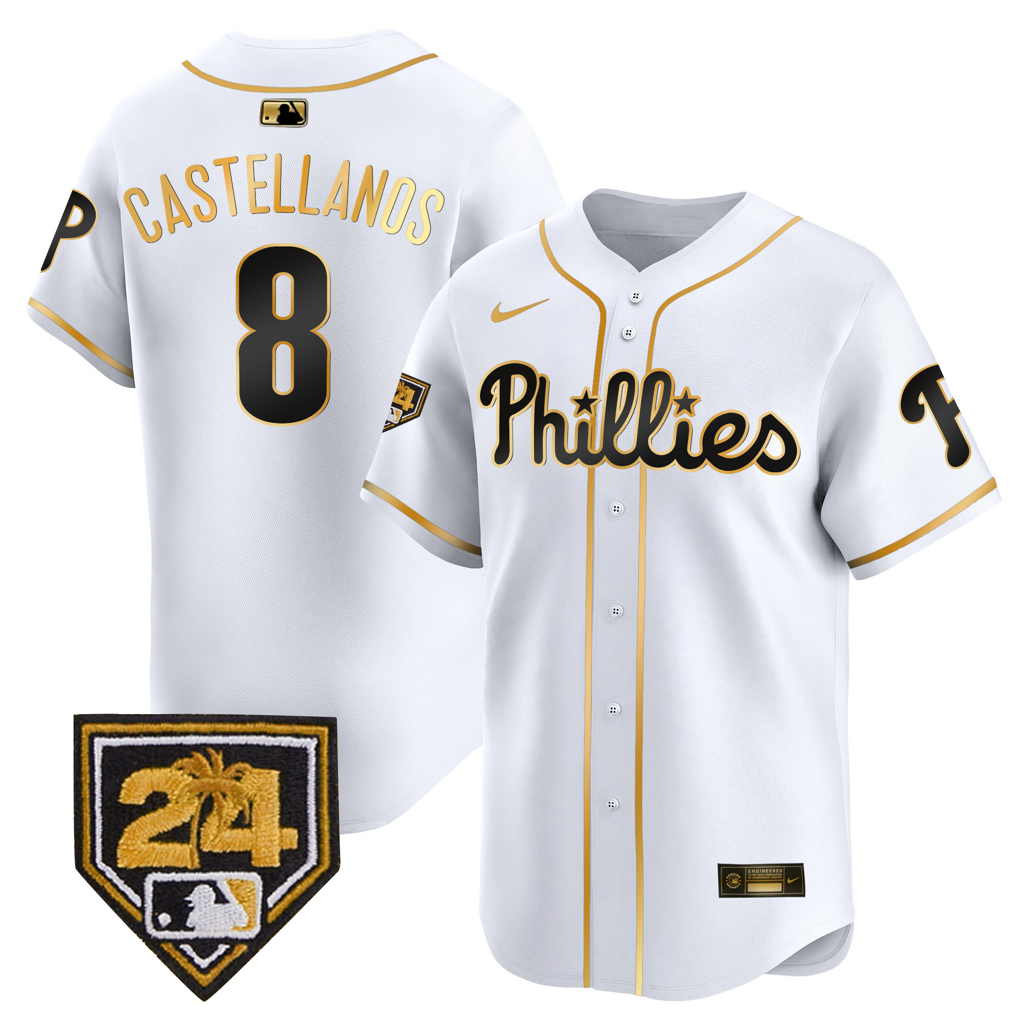 Nick Castellanos Men's Philadelphia Phillies Spring Training Patch Vapor Premier Limited White Gold Jersey