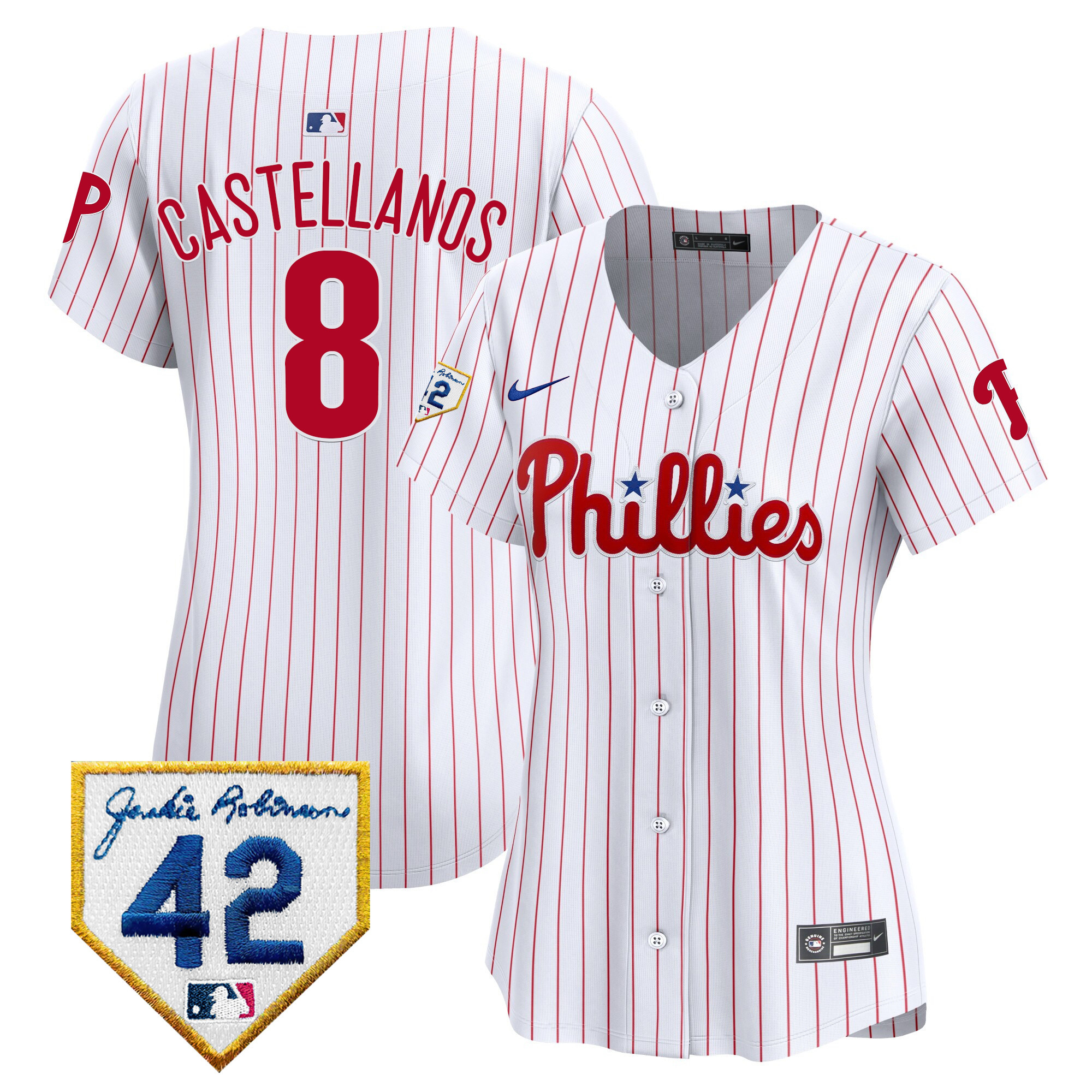 Nick Castellanos Women's Philadelphia Phillies Jackie Robinson Patch Vapor Premier Limited White Jersey