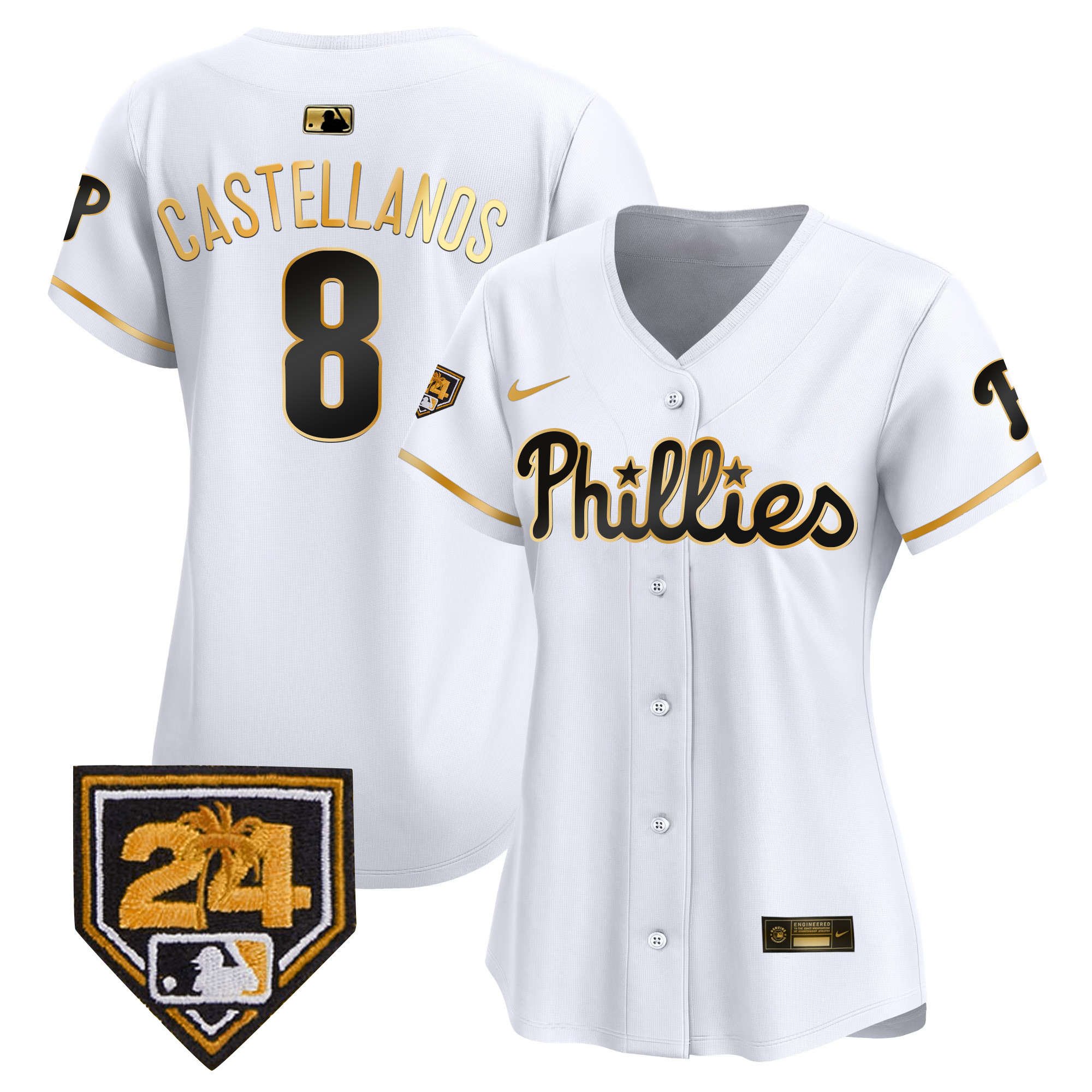 Nick Castellanos Women's Philadelphia Phillies Spring Training Patch Vapor Premier Limited White Gold Jersey