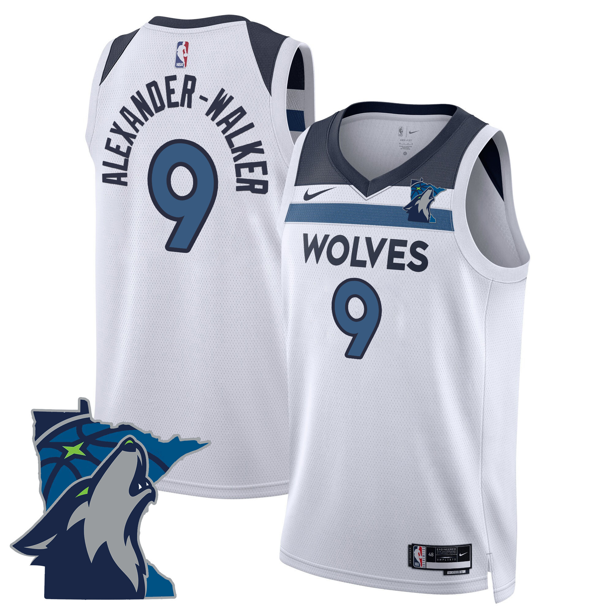 Nickeil Alexander-Walker Men's Minnesota Timberwolves Swingman - Minnesota Patch Association Jersey - All Stitched