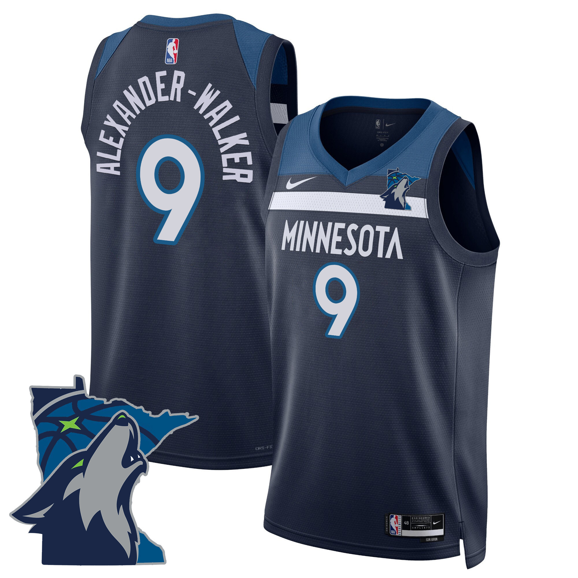 Nickeil Alexander-Walker Men's Minnesota Timberwolves Swingman - Minnesota Patch Icon Jersey - All Stitched