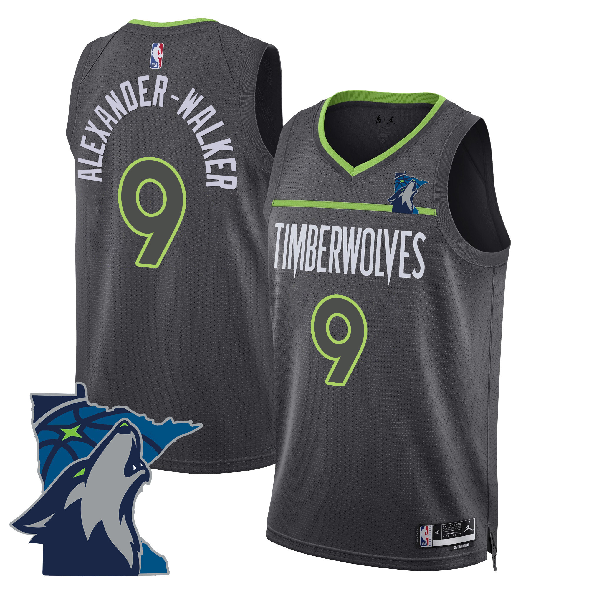 Nickeil Alexander-Walker Men's Minnesota Timberwolves Swingman - Minnesota Patch Statement Jersey - All Stitched