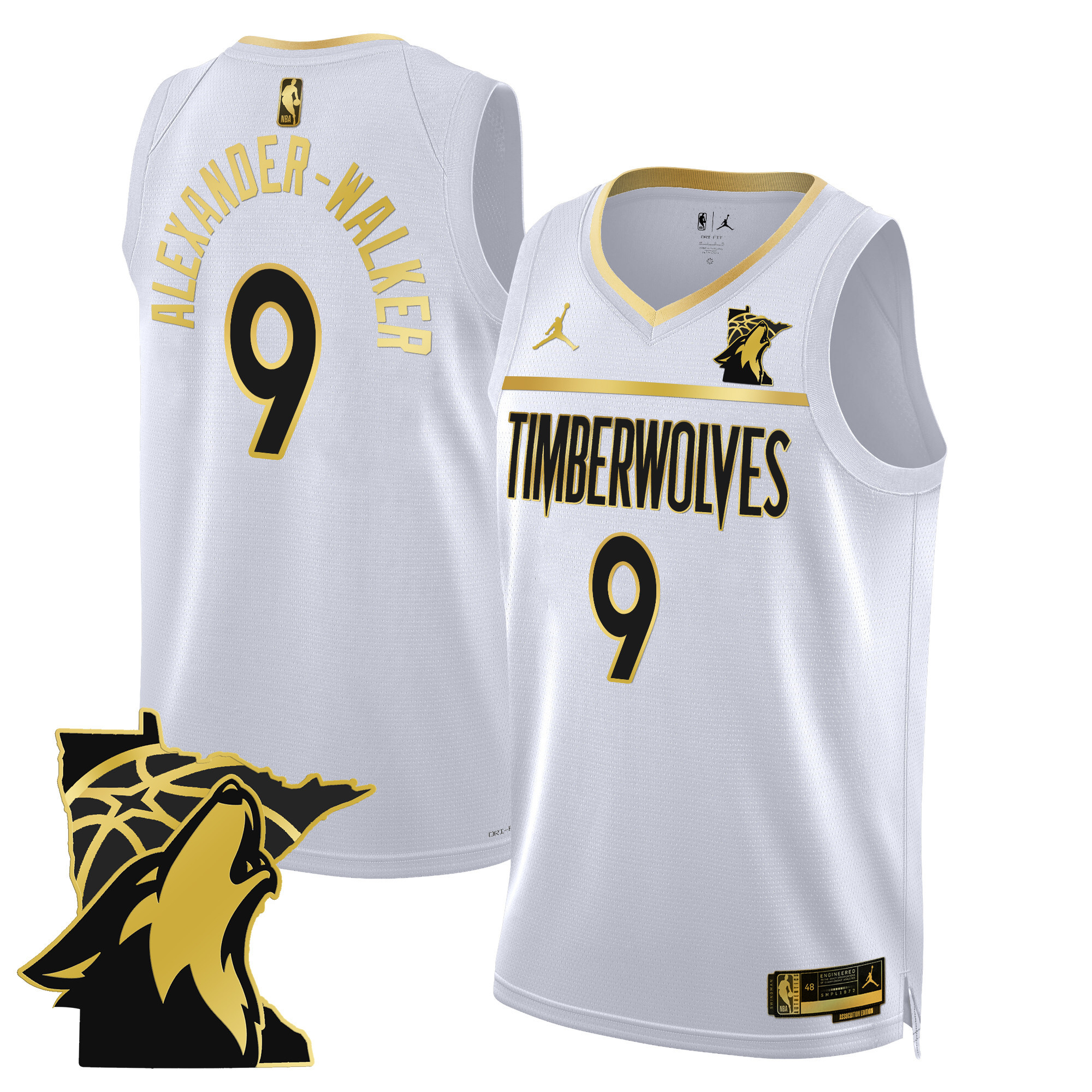 Nickeil Alexander-Walker Men's Minnesota Timberwolves Swingman - Minnesota Patch White Gold Jersey - All Stitched