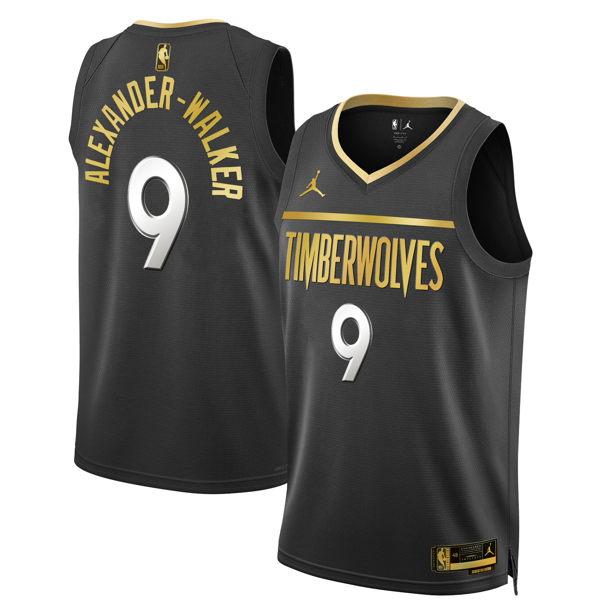 Nickeil Alexander-Walker Men's Minnesota Timberwolves Swingman Black Gold Jersey - All Stitched
