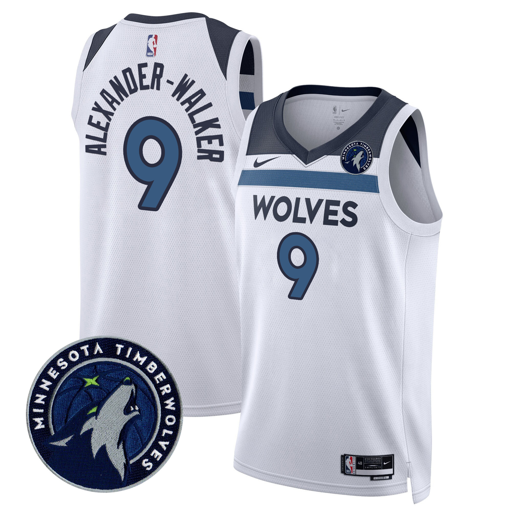 Nickeil Alexander-Walker Men's Minnesota Timberwolves Swingman V2 Association Jersey - All Stitched