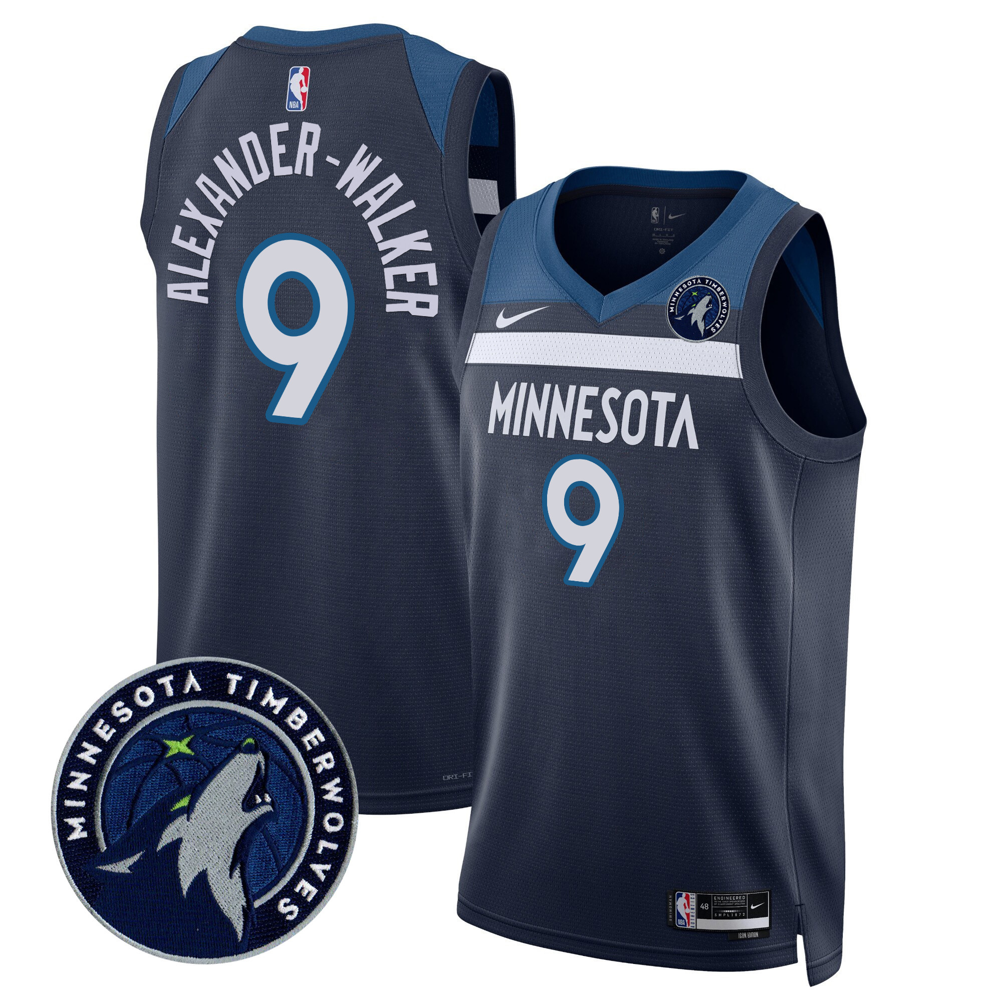 Nickeil Alexander-Walker Men's Minnesota Timberwolves Swingman V2 Icon Jersey - All Stitched