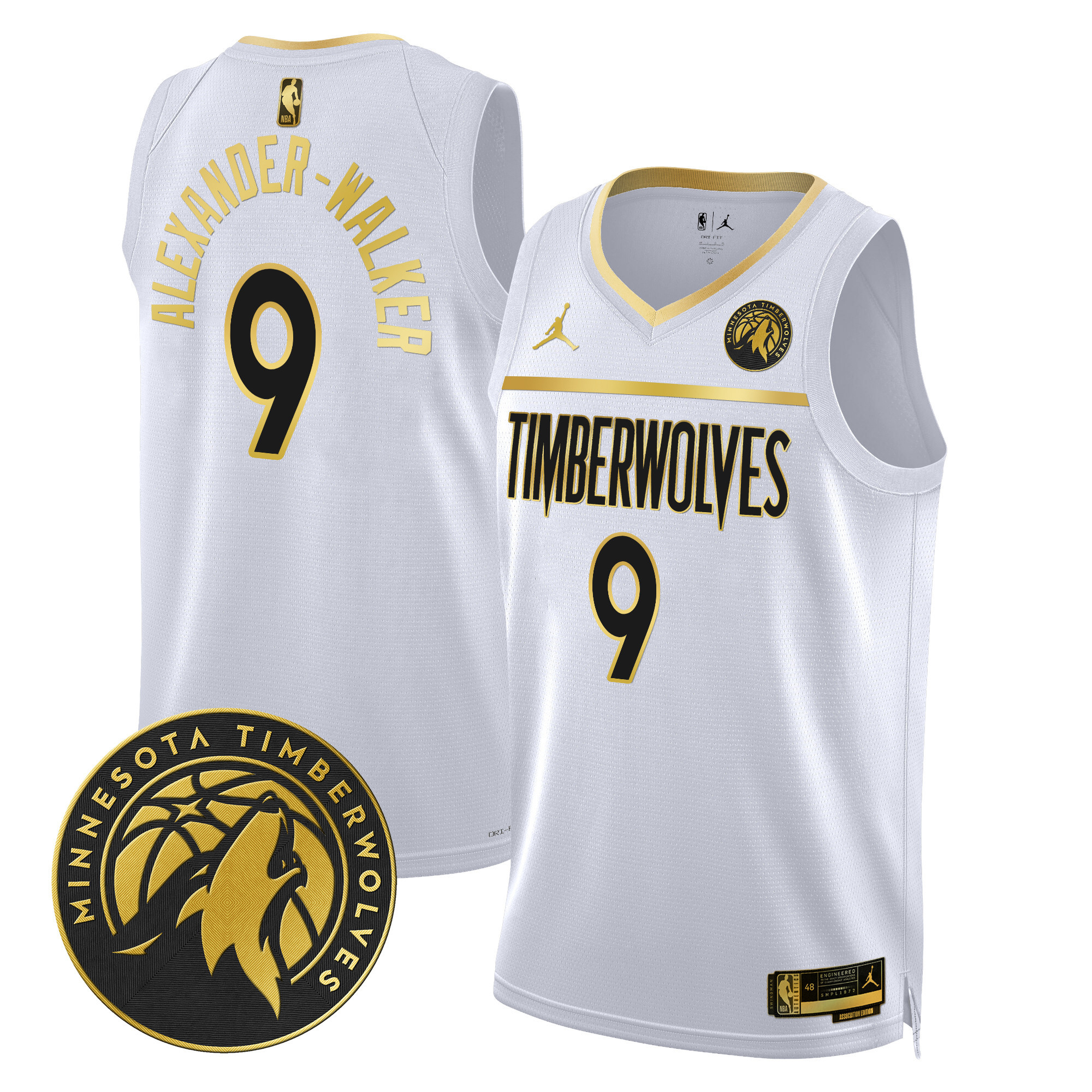 Nickeil Alexander-Walker Men's Minnesota Timberwolves Swingman V2 White Gold Jersey - All Stitched