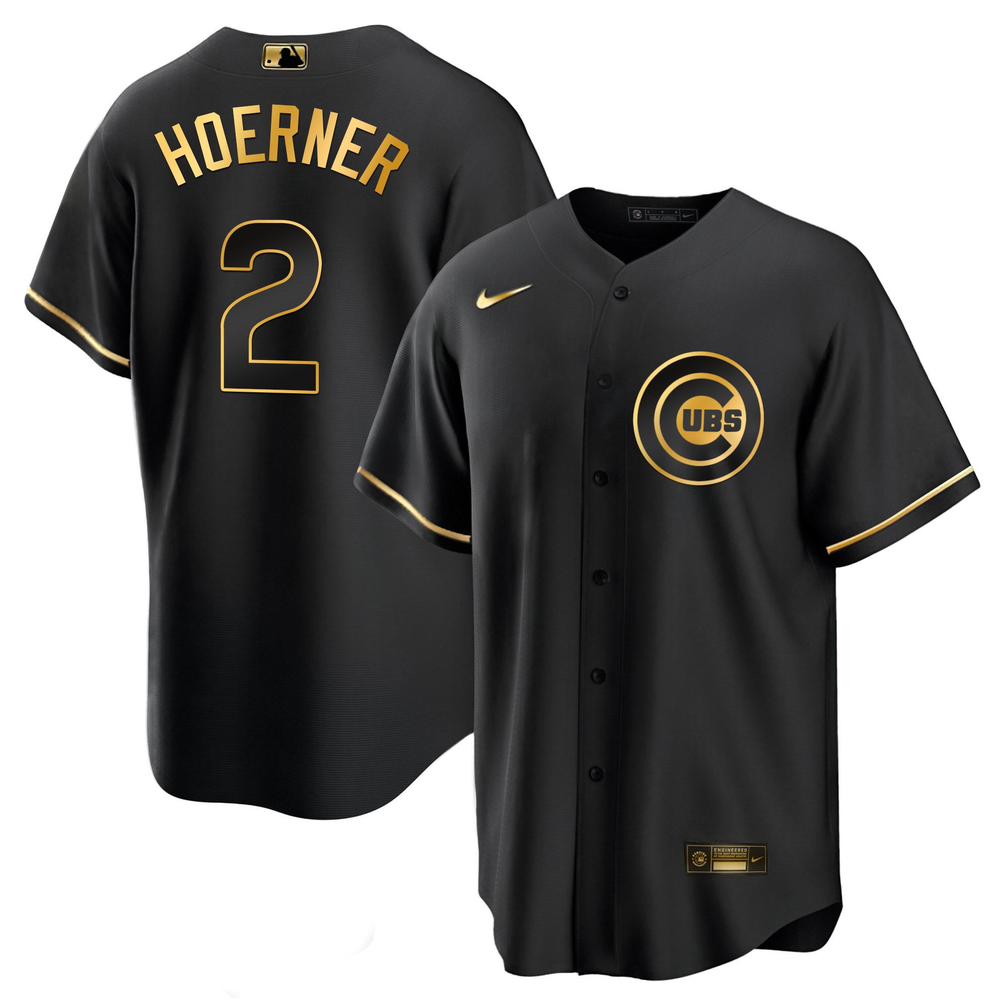 Nico Hoerner Men's Chicago Cubs Black Limited & Gold Cool Black Gold Jersey - All Stitched