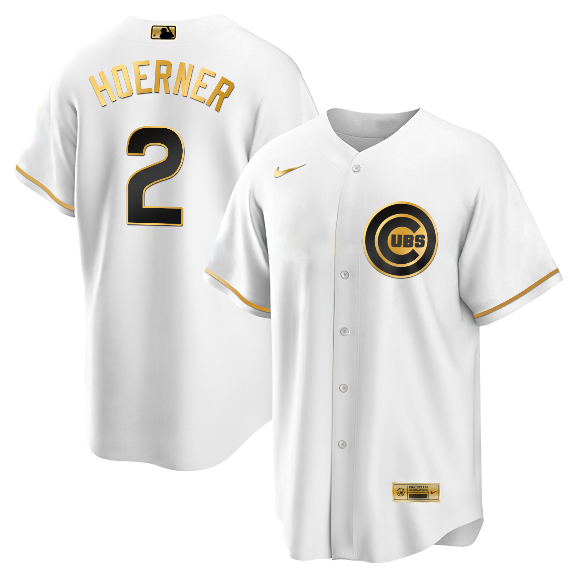 Nico Hoerner Men's Chicago Cubs Black Limited & Gold Cool White Gold Jersey - All Stitched