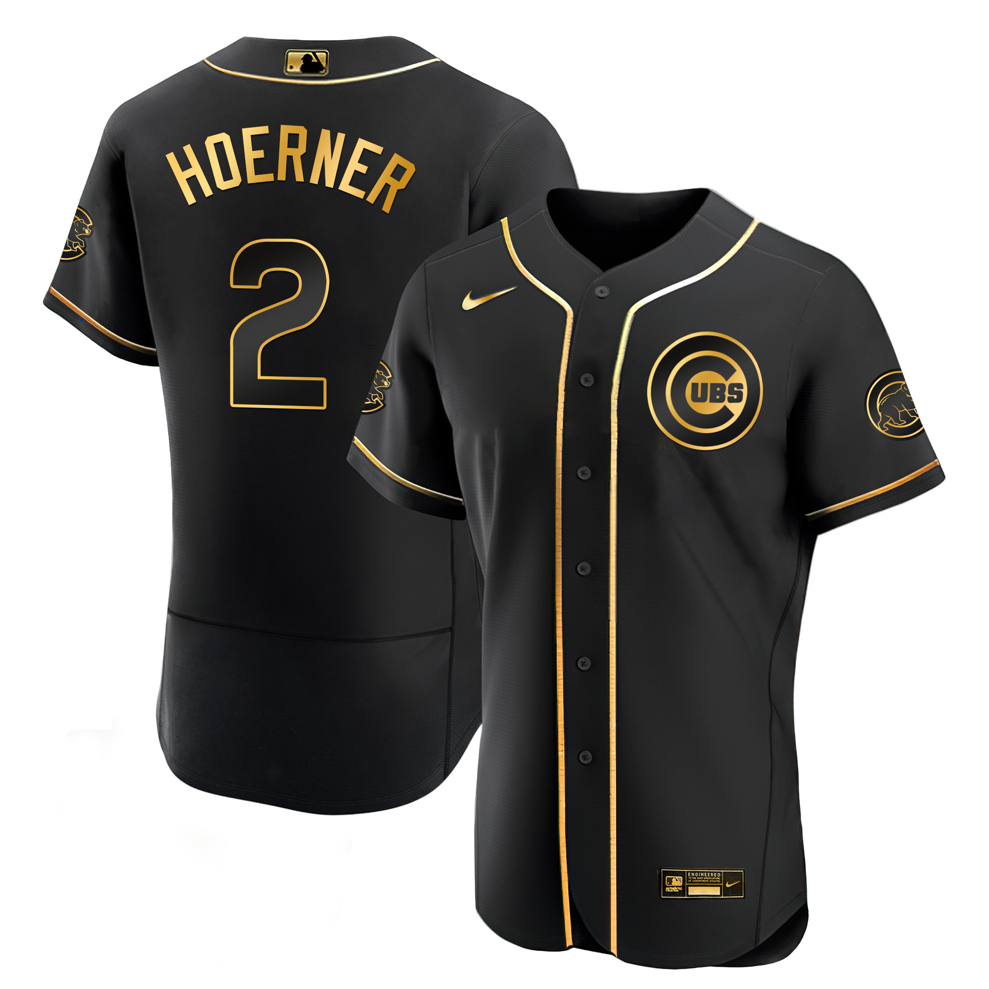 Nico Hoerner Men's Chicago Cubs Black Limited & Gold Flex Black Gold Jersey - All Stitched