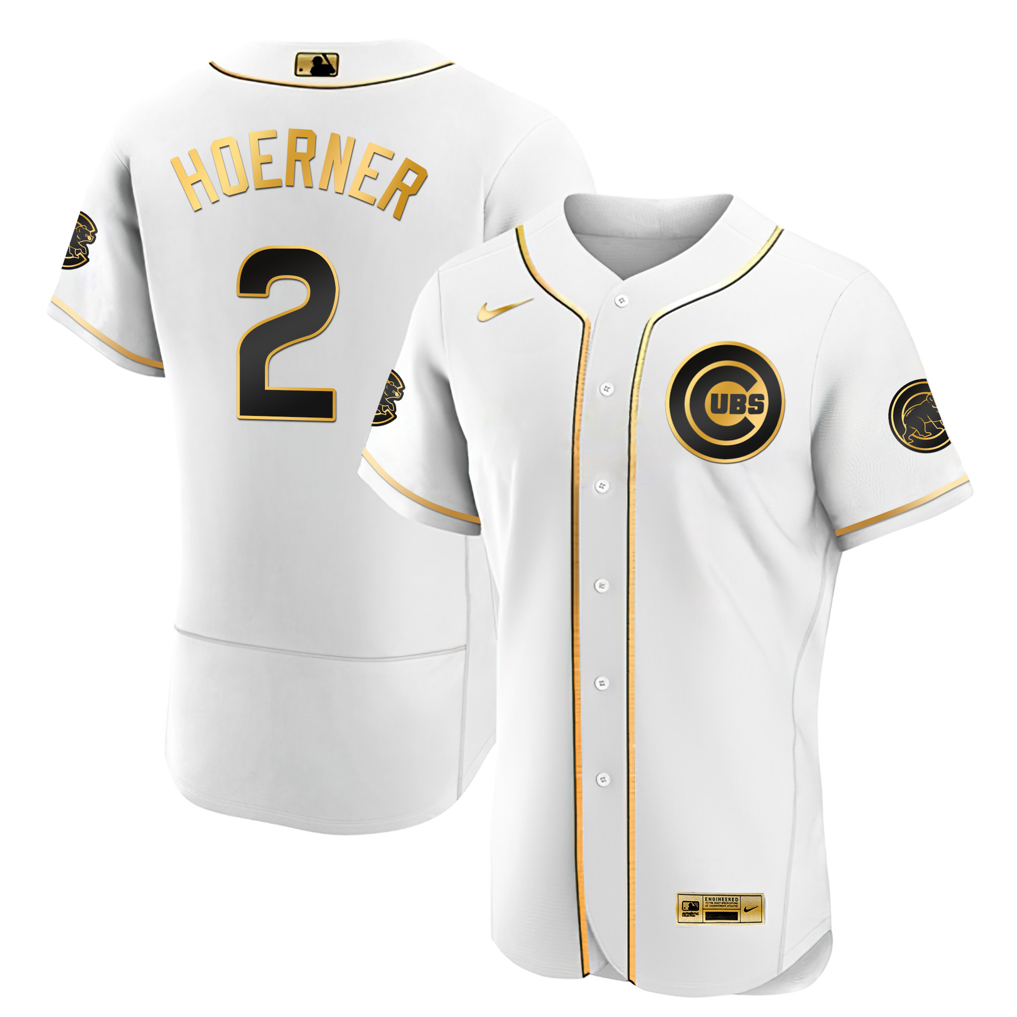 Nico Hoerner Men's Chicago Cubs Black Limited & Gold Flex White Gold Jersey - All Stitched