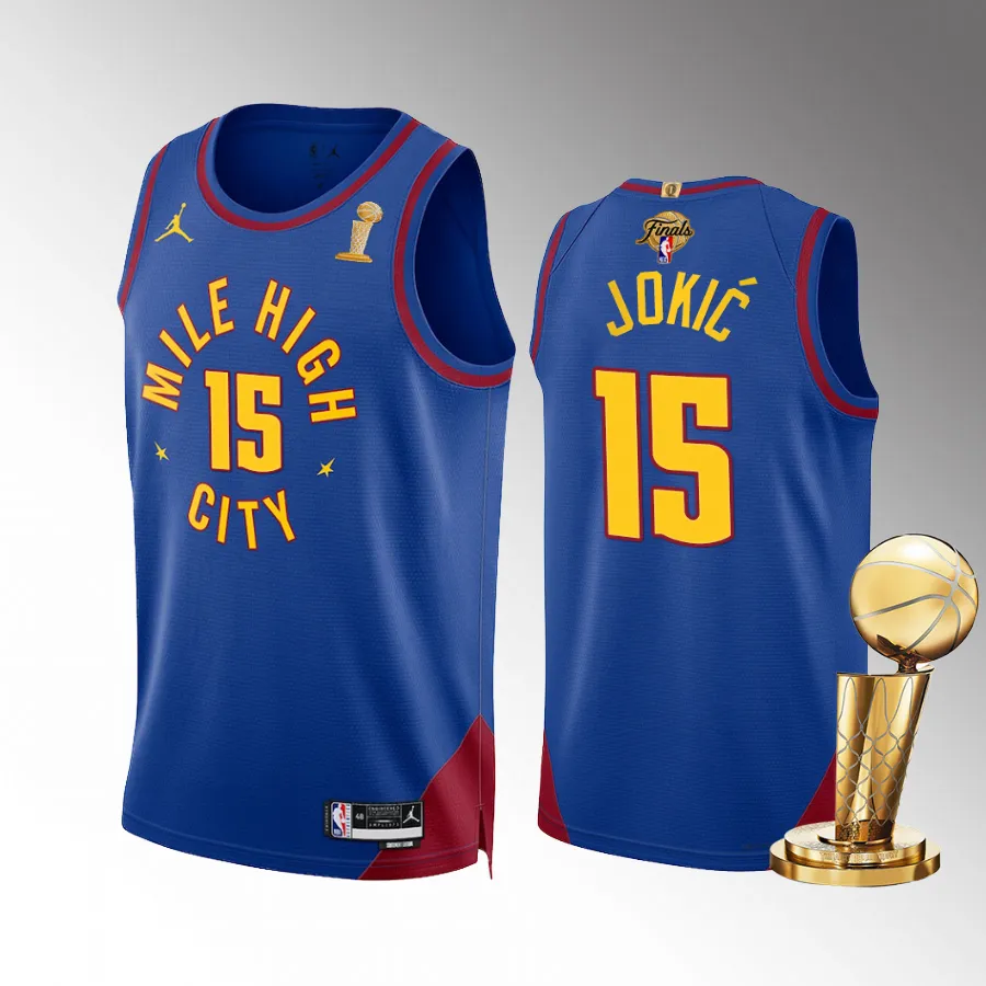 Nikola Jokic Finals Champions Denver Nuggets Blue #15 Jersey Statement