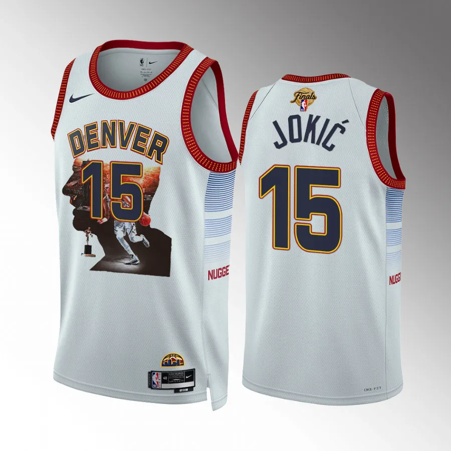 Nikola Jokic Denver Nuggets Finals Print Graphics White #15 City Edition Jersey Men