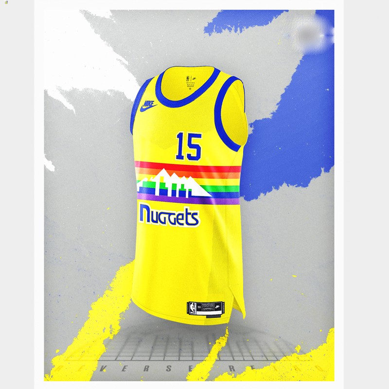 Nikola Jokic Denver Nuggets Yellow #15 Jersey Reverse Retro
