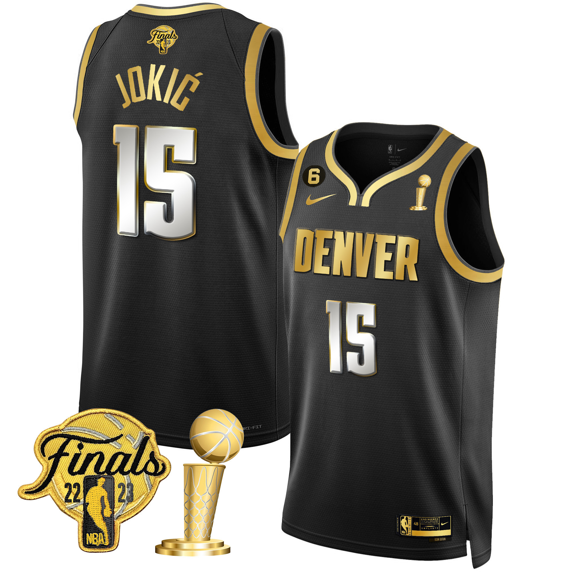 Nikola Jokic Men's Denver Nuggets Finals Champions Patch Black Limited Jersey - All Stitched