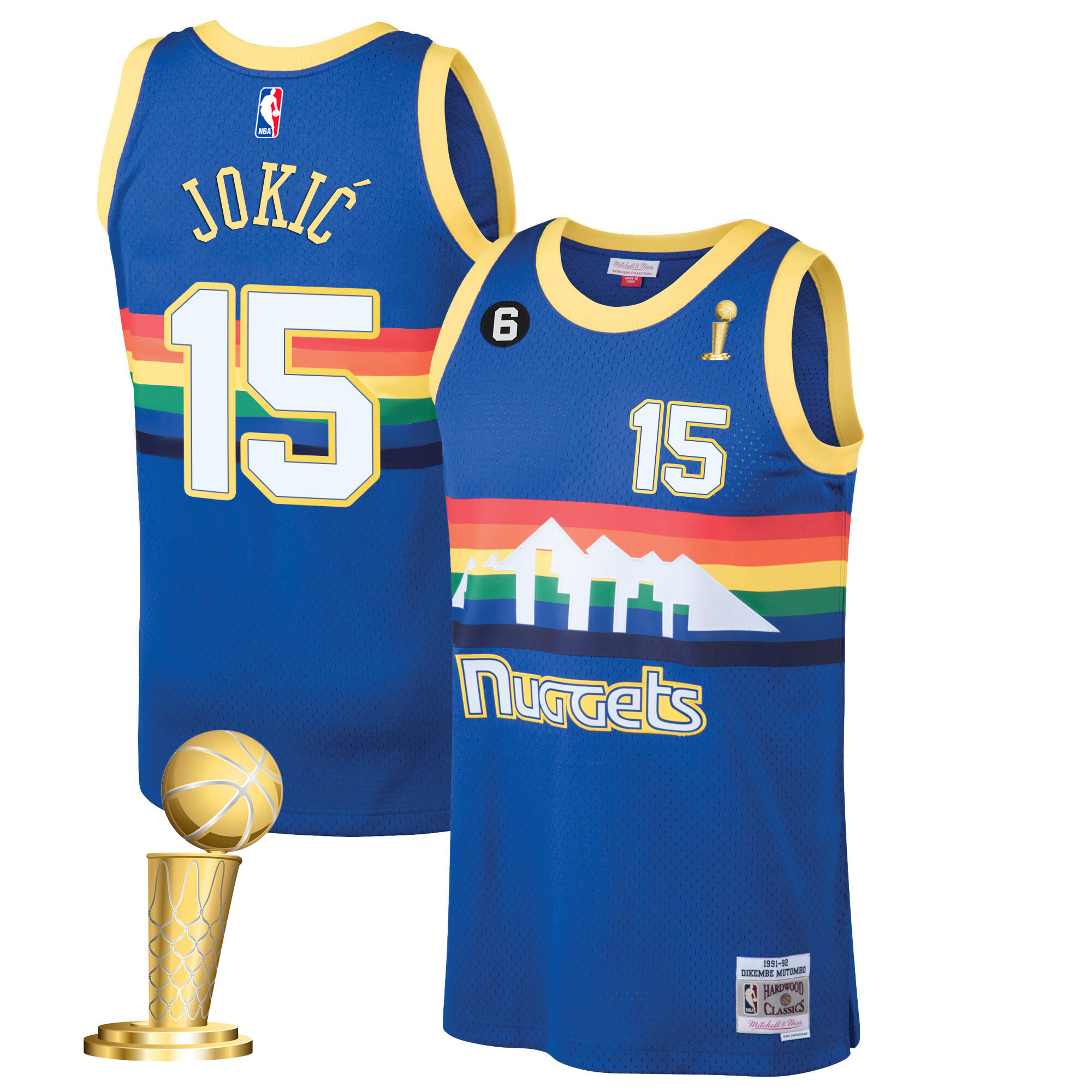 Nikola Jokic Youth's Denver Nuggets Champions Collection Blue Classic Jersey - All Stitched