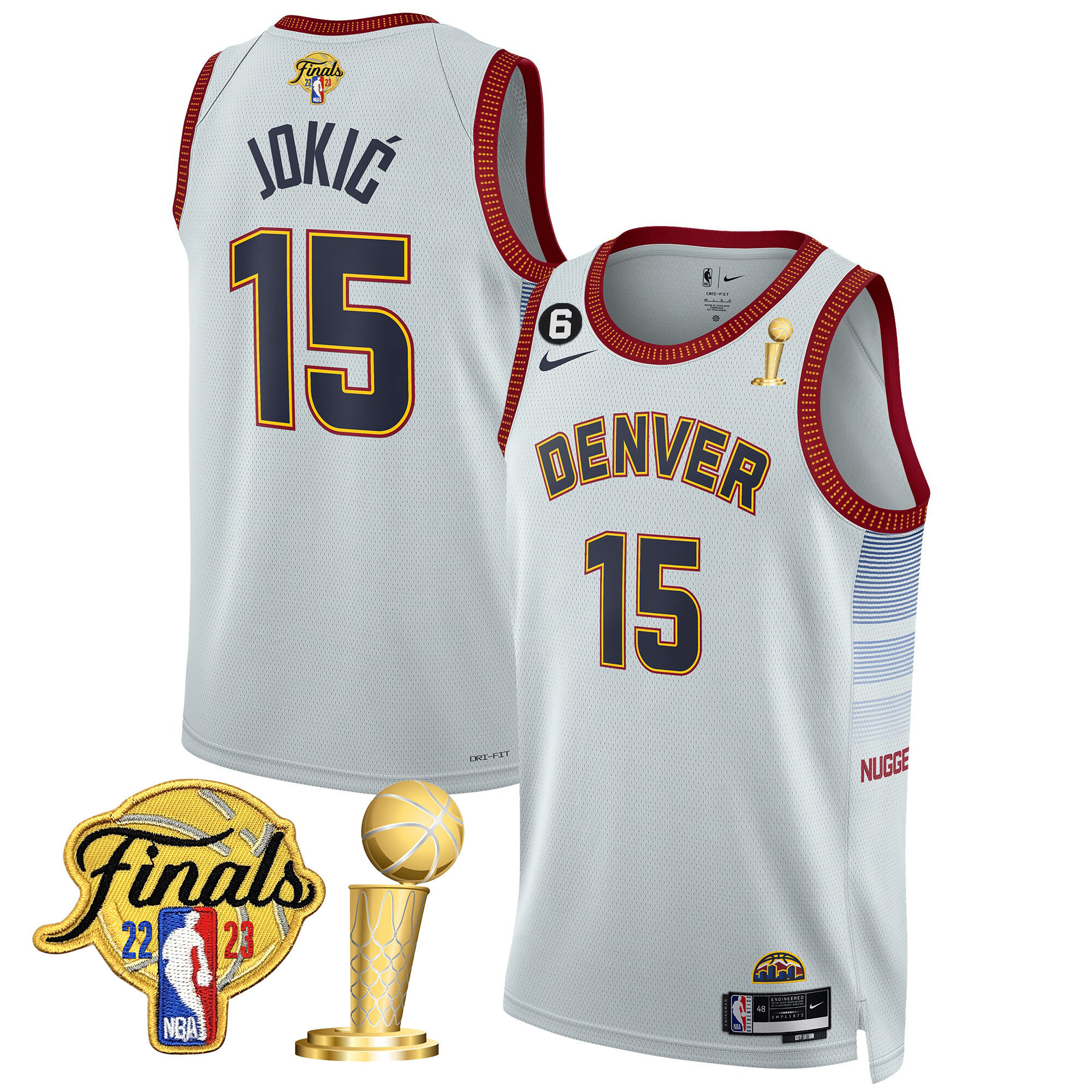 Nikola Jokic Youth's Denver Nuggets Finals Champions Patch City Jersey - All Stitched
