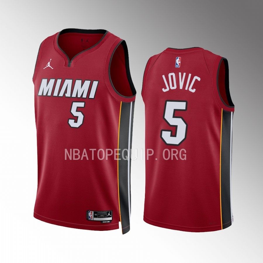 Nikola Jovic Miami Heat #5 Red Jersey Statement Edition Swingman