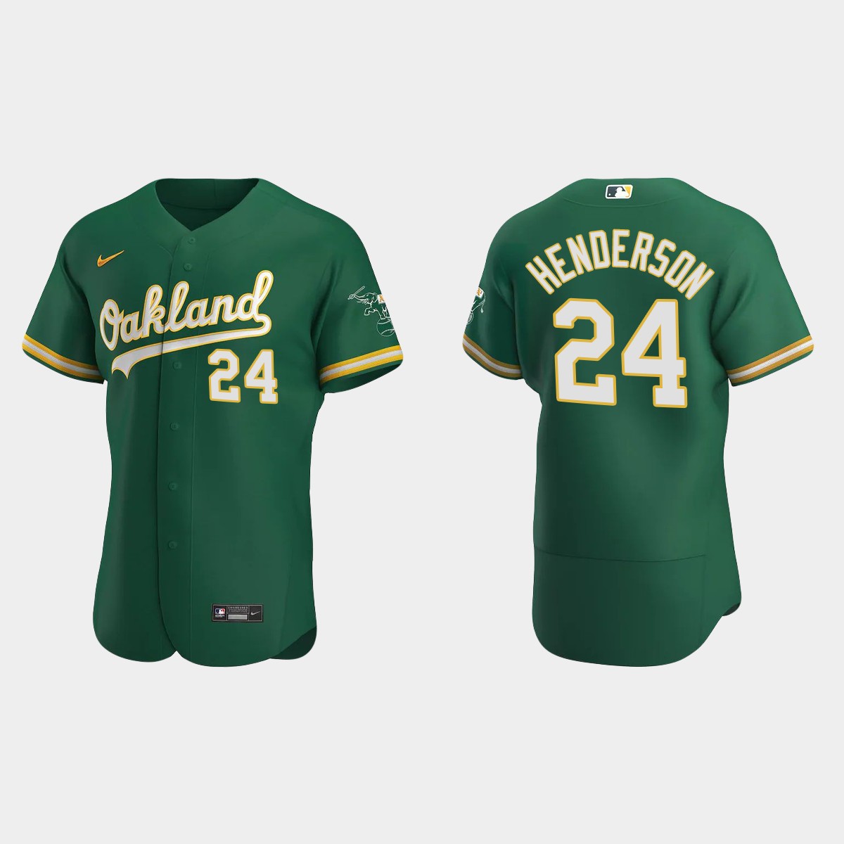Oakland Athletics #24 Rickey Henderson Alternate Jersey - Kelly Green