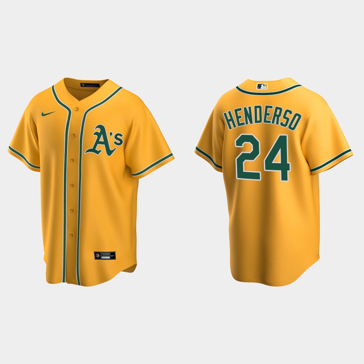 Oakland Athletics #24 Rickey Henderson Gold Alternate Jersey