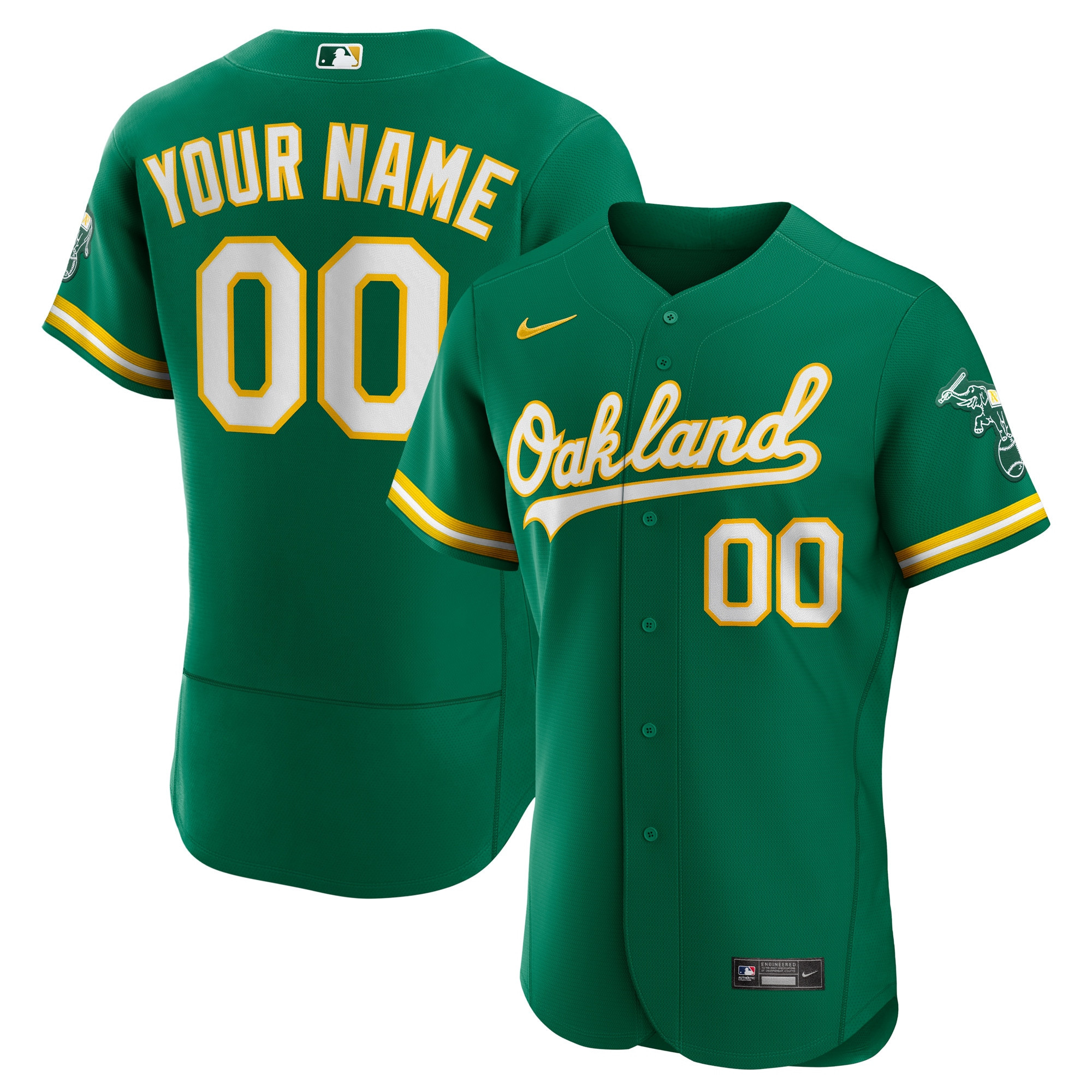 Oakland Athletics Alternate Authentic Custom Jersey - Kelly Green Custom Jerseys 