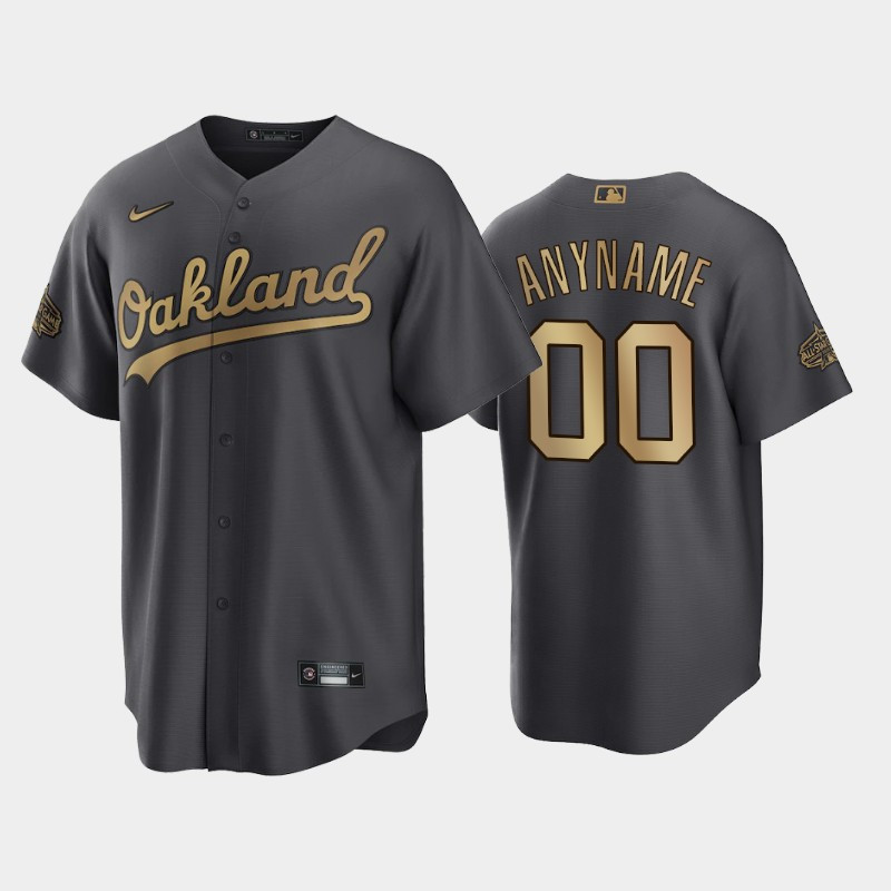 Oakland Athletics Custom 00 All-Star Game AL Charcoal Jersey