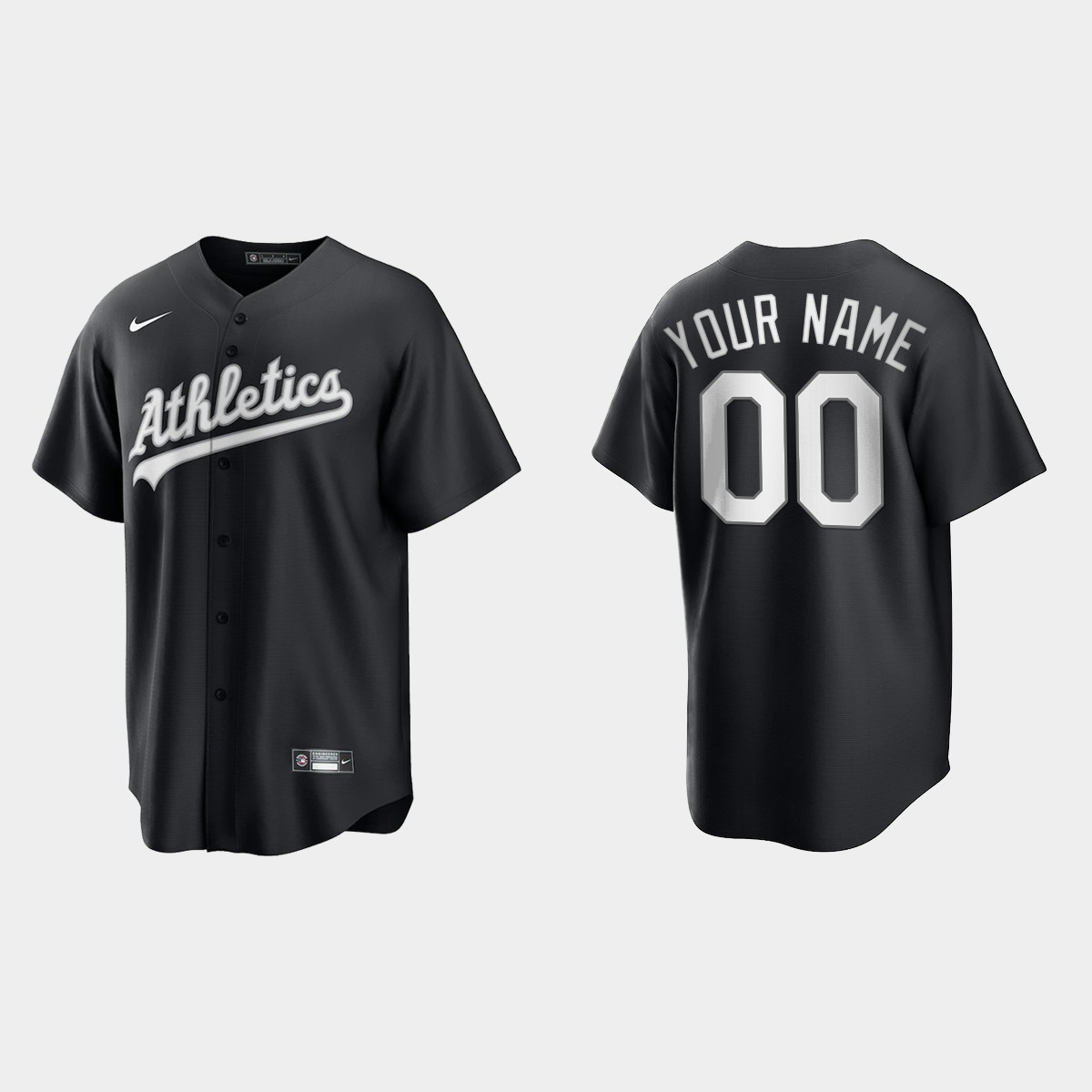 Oakland Athletics Custom All Black Fashion Jersey - Black White