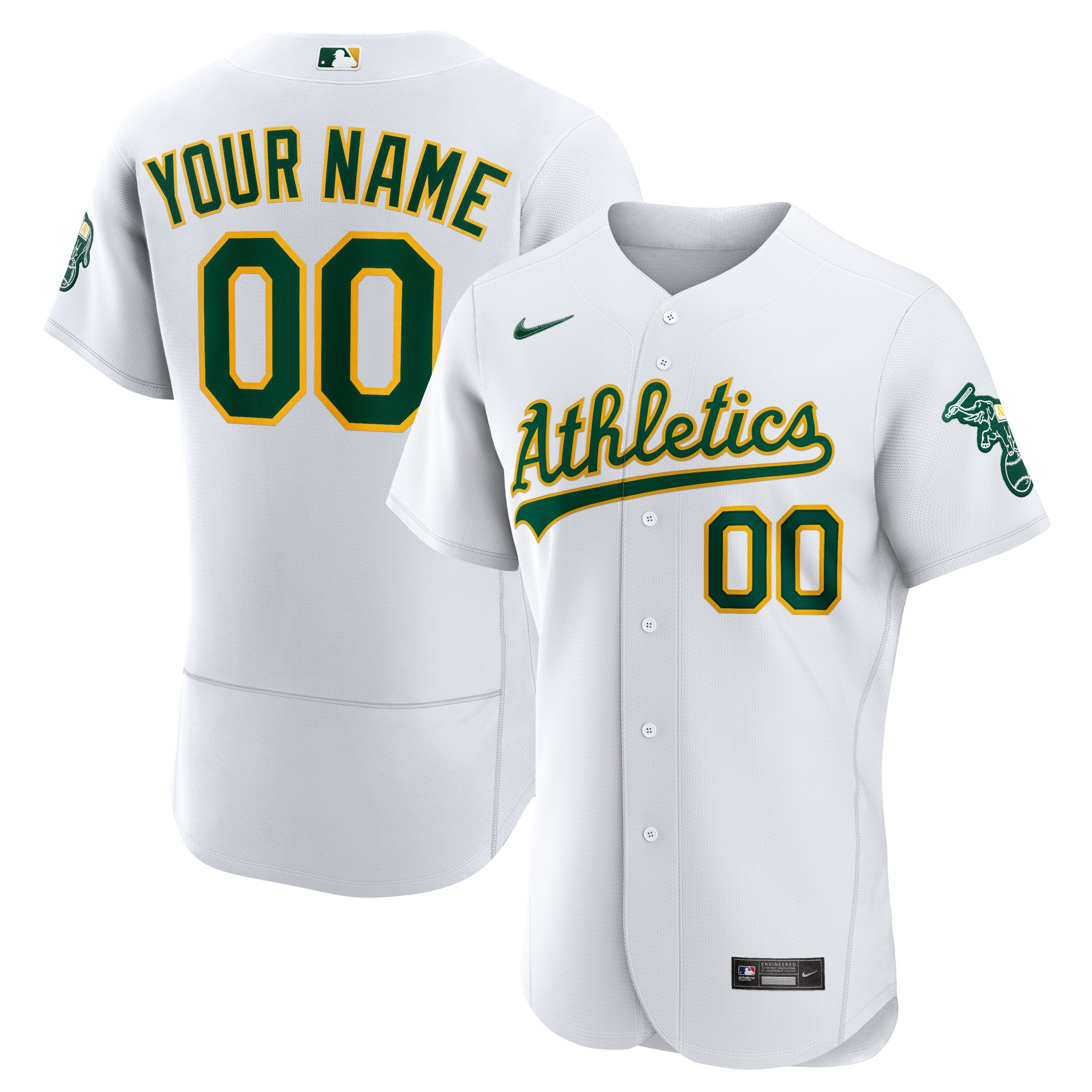 Oakland Athletics Home Authentic Custom Jersey White Custom Jerseys 