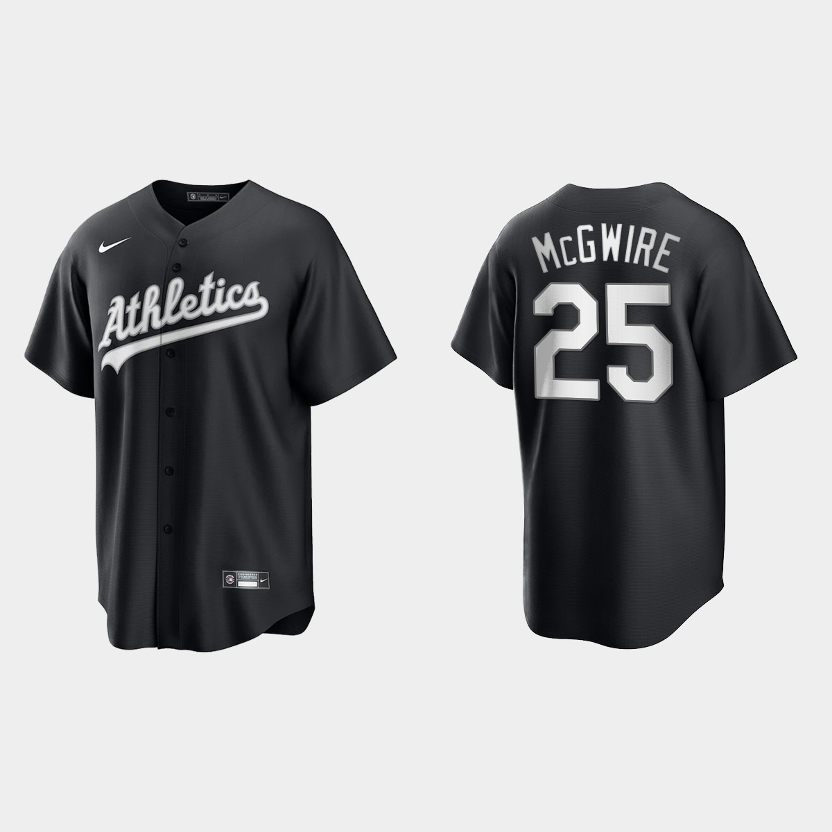Oakland Athletics Mark McGwire All Black Fashion Jersey - Black White