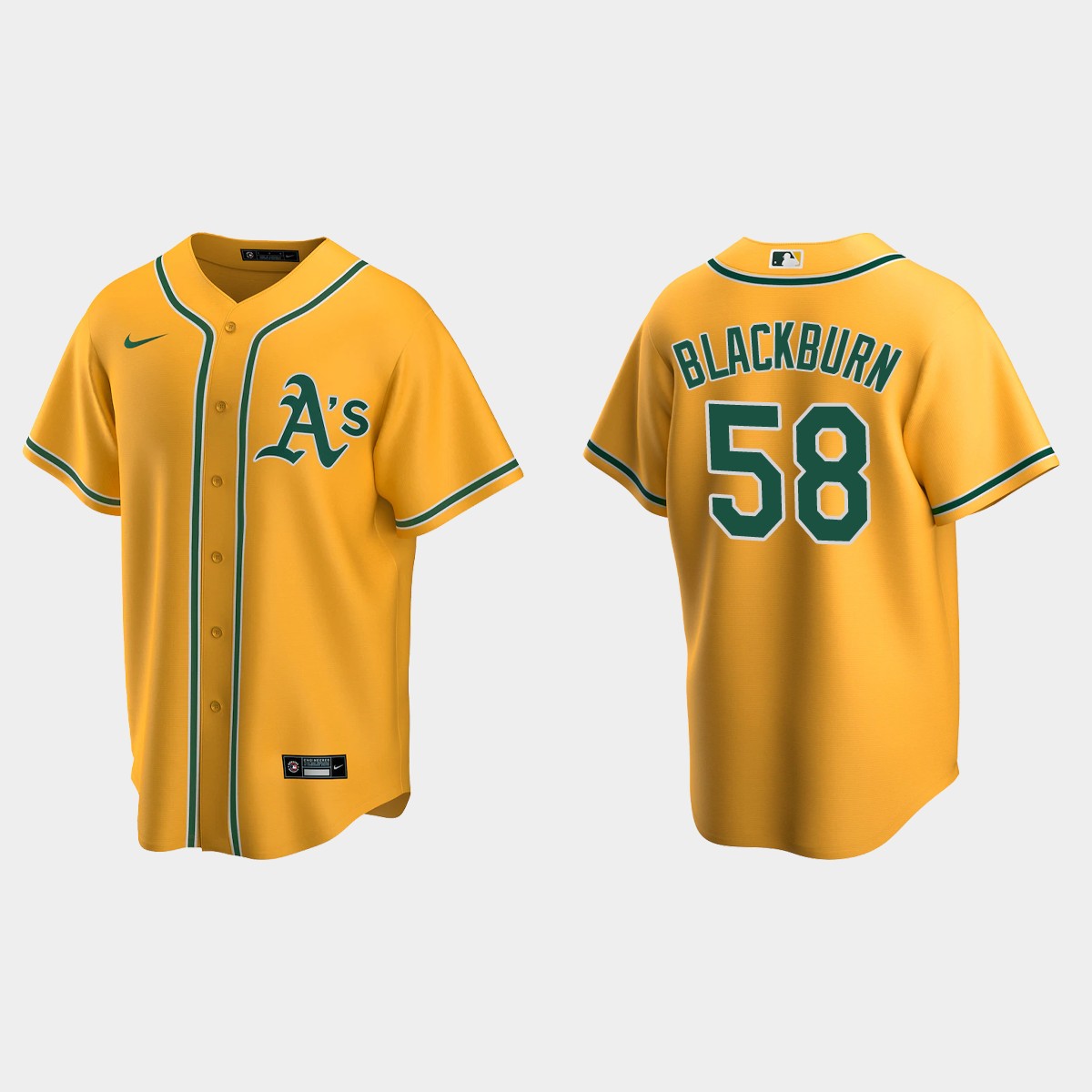 Oakland Athletics Paul Blackburn Alternate Jersey - Gold