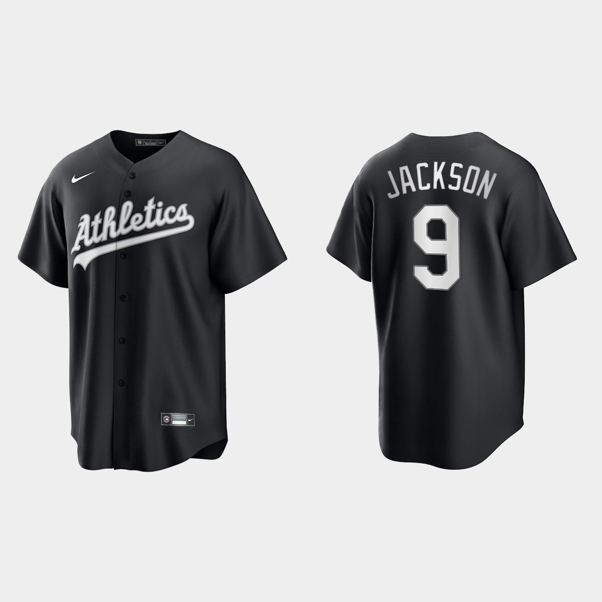 Oakland Athletics Reggie Jackson All Black Fashion Jersey - Black White