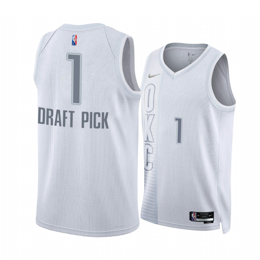 Oklahoma City Thunder Draft First Round Pick No.1 Jersey White Men