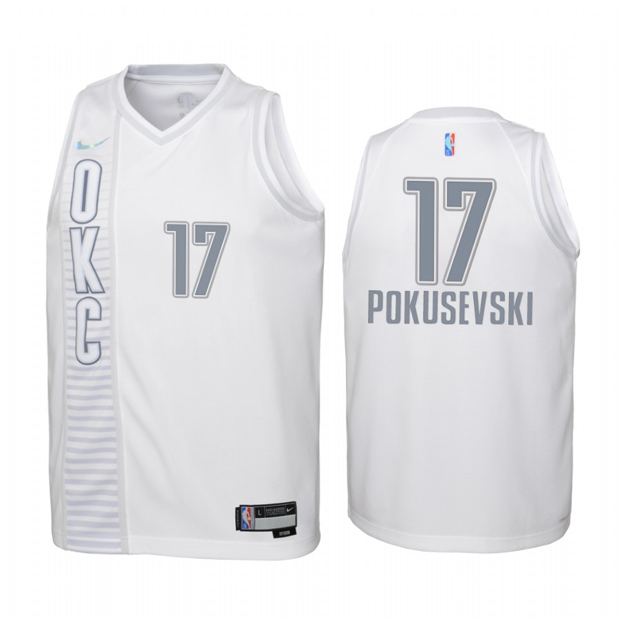 Oklahoma City Thunder Aleksej Pokusevski City Edition White Youth Jersey 75th Season #17