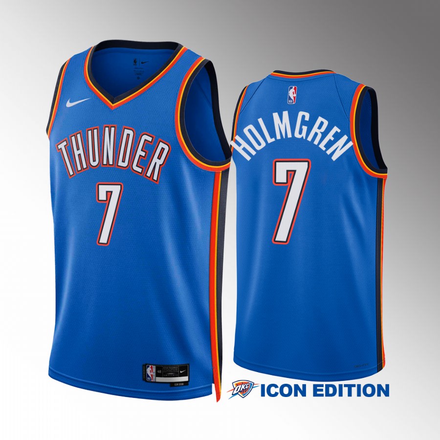 Oklahoma City Thunder Chet Holmgren Icon Edition Blue #7 Jersey Swingman