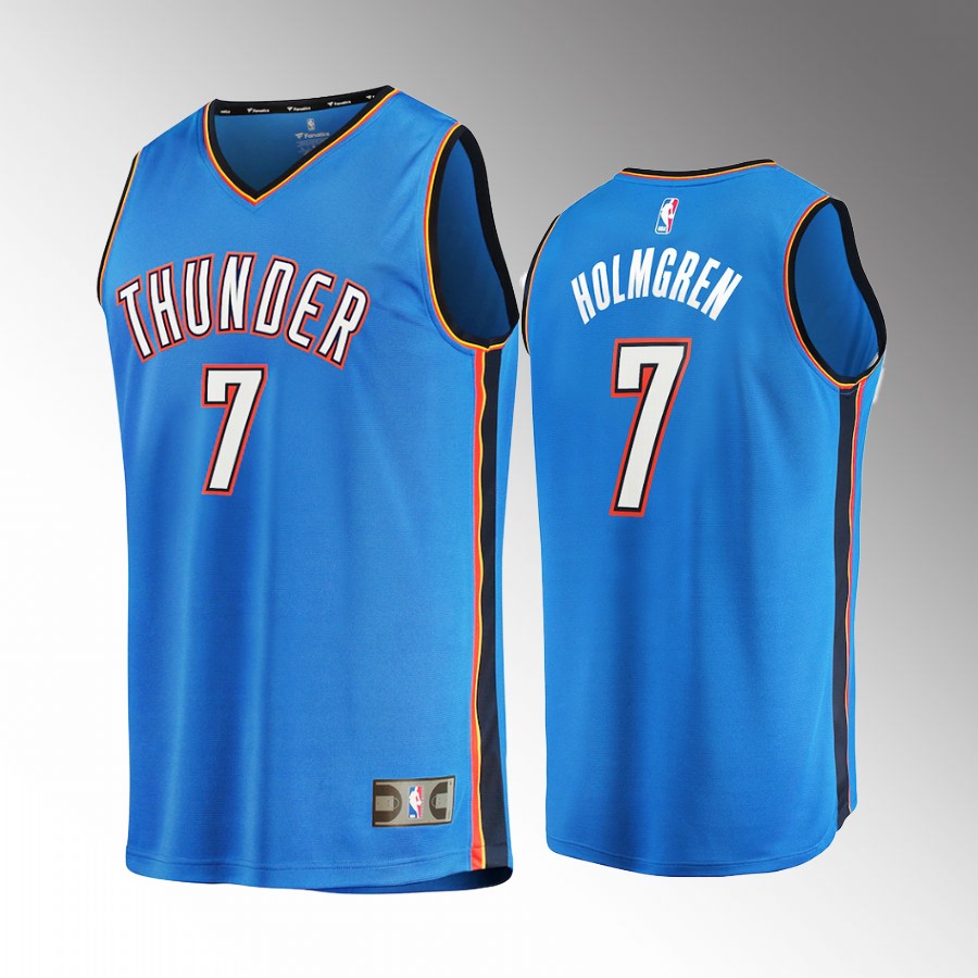 Oklahoma City Thunder Chet Holmgren Draft #7 Blue Jersey Fast Break