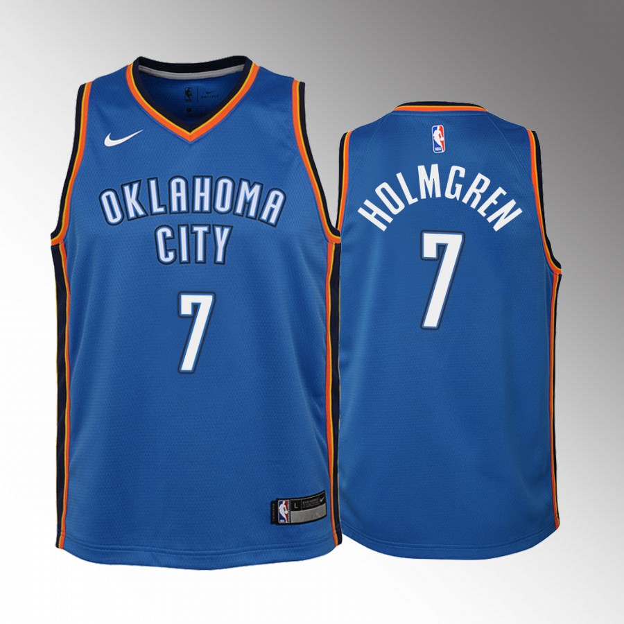 Oklahoma City Thunder Chet Holmgren Icon Edition Blue Youth Jersey Draft #7