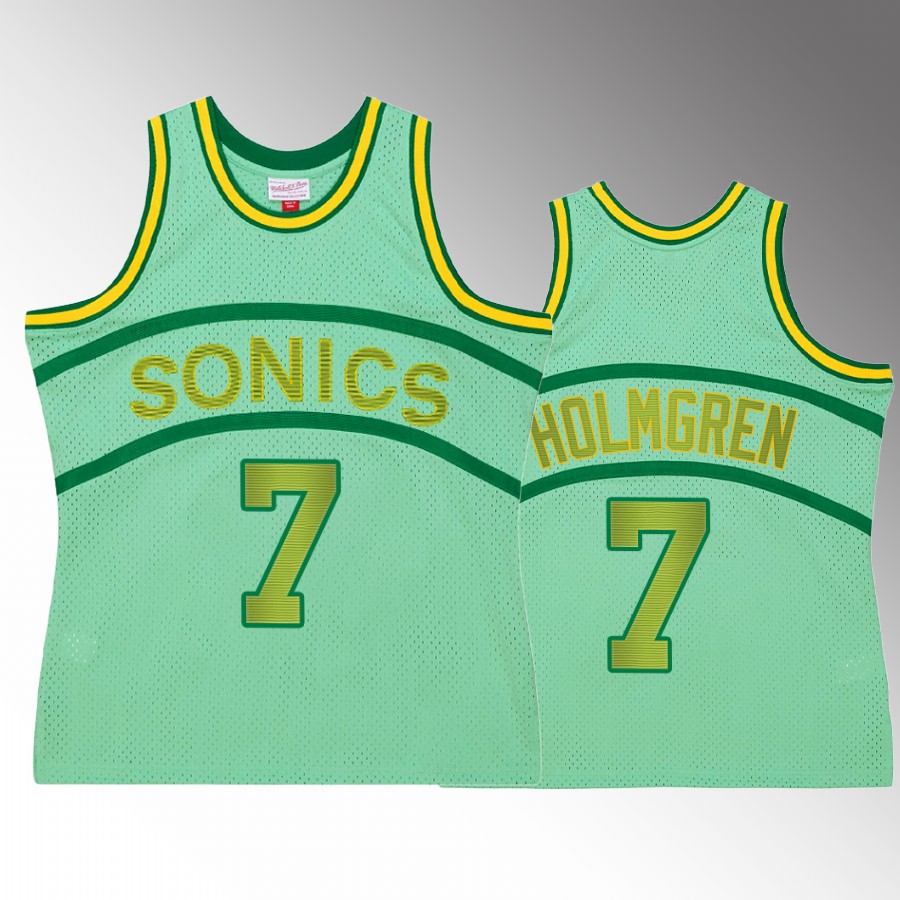Oklahoma City Thunder Chet Holmgren Space Knit #7 Green Hardwood Classics Jersey