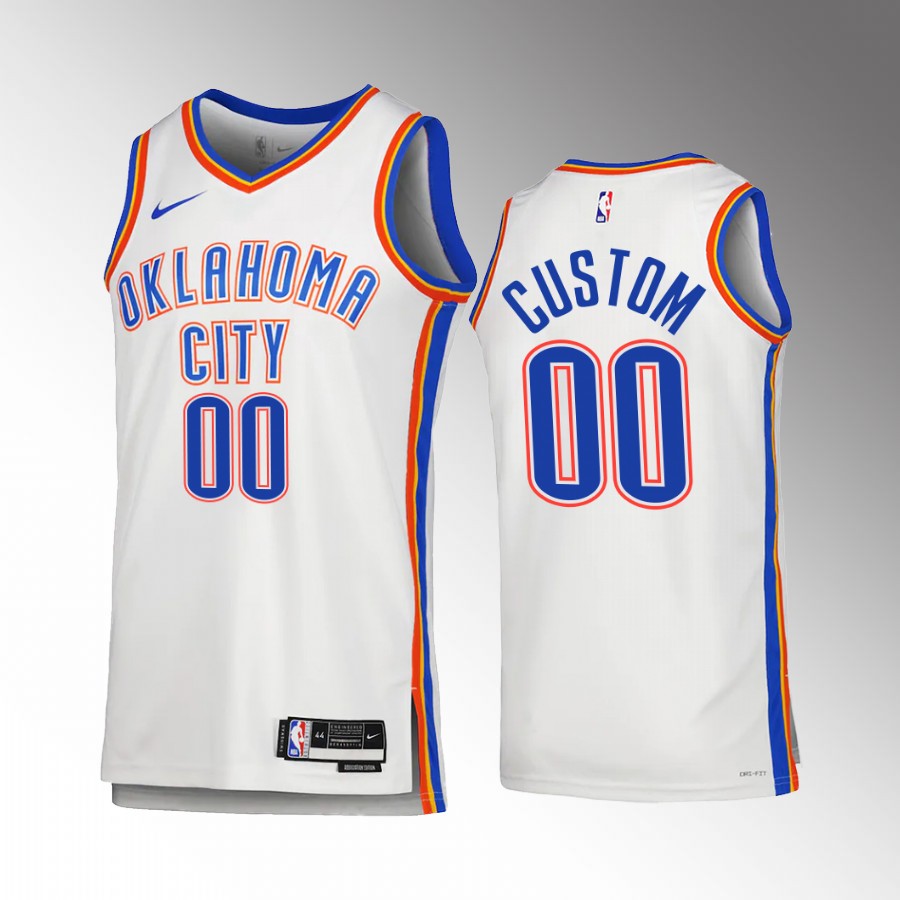 Oklahoma City Thunder Custom Association Edition White #00 Jersey
