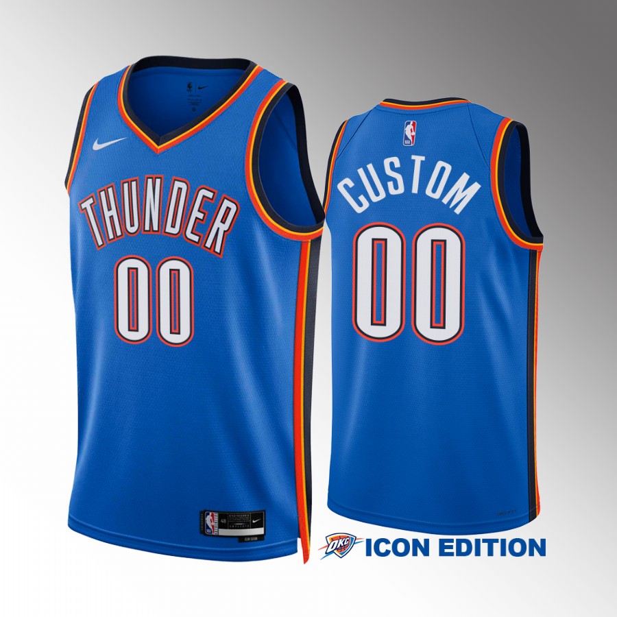 Oklahoma City Thunder Custom Icon Edition Blue #00 Jersey Swingman