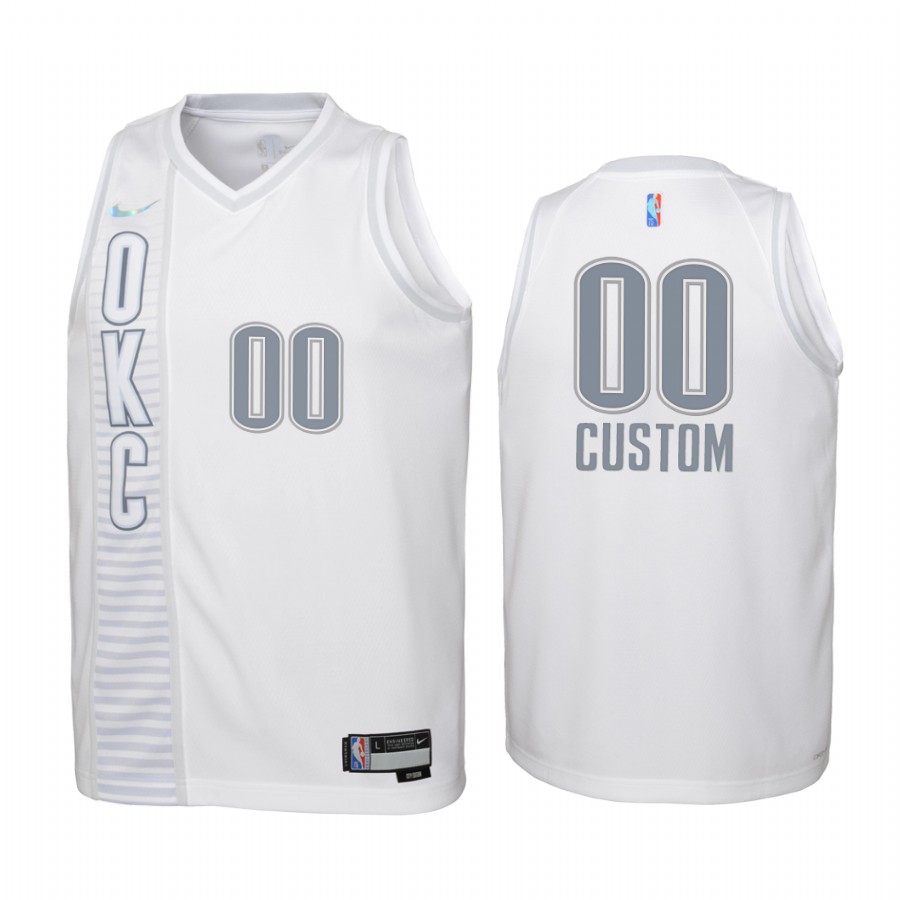 Oklahoma City Thunder Custom City Edition White Youth Jersey 75th Season #00